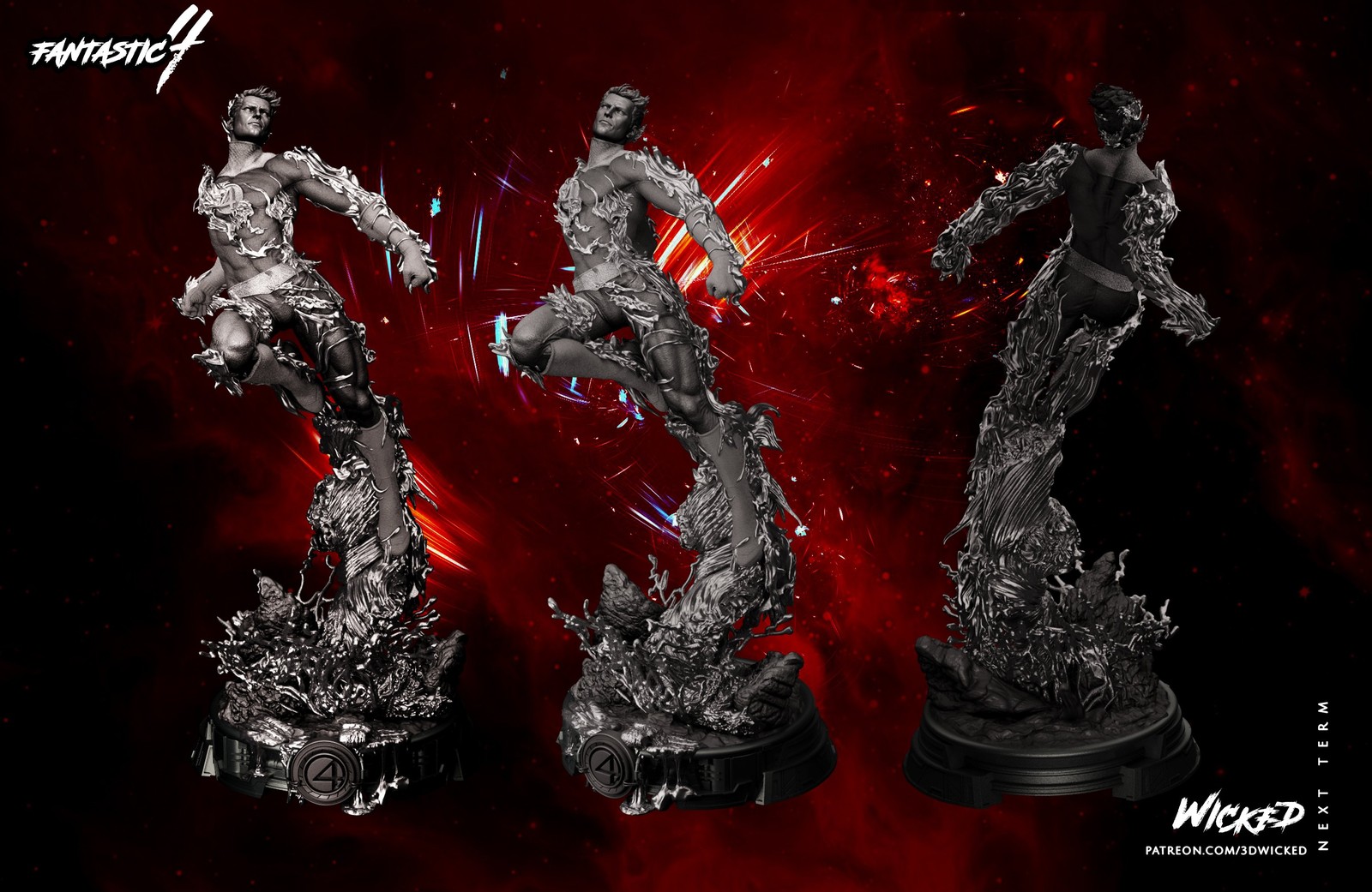 Marvel Johnny Storm (Human Torch) Sculpture - Image 2