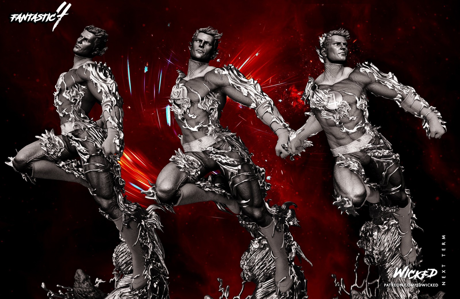 Marvel Johnny Storm (Human Torch) Sculpture - Image 3