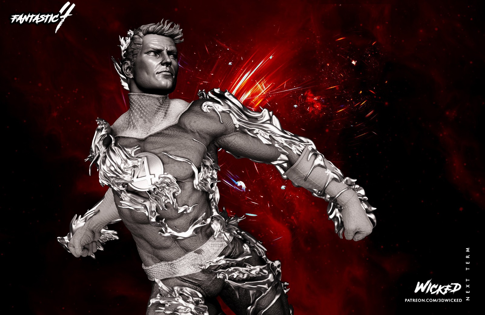 Marvel Johnny Storm (Human Torch) Sculpture - Image 4