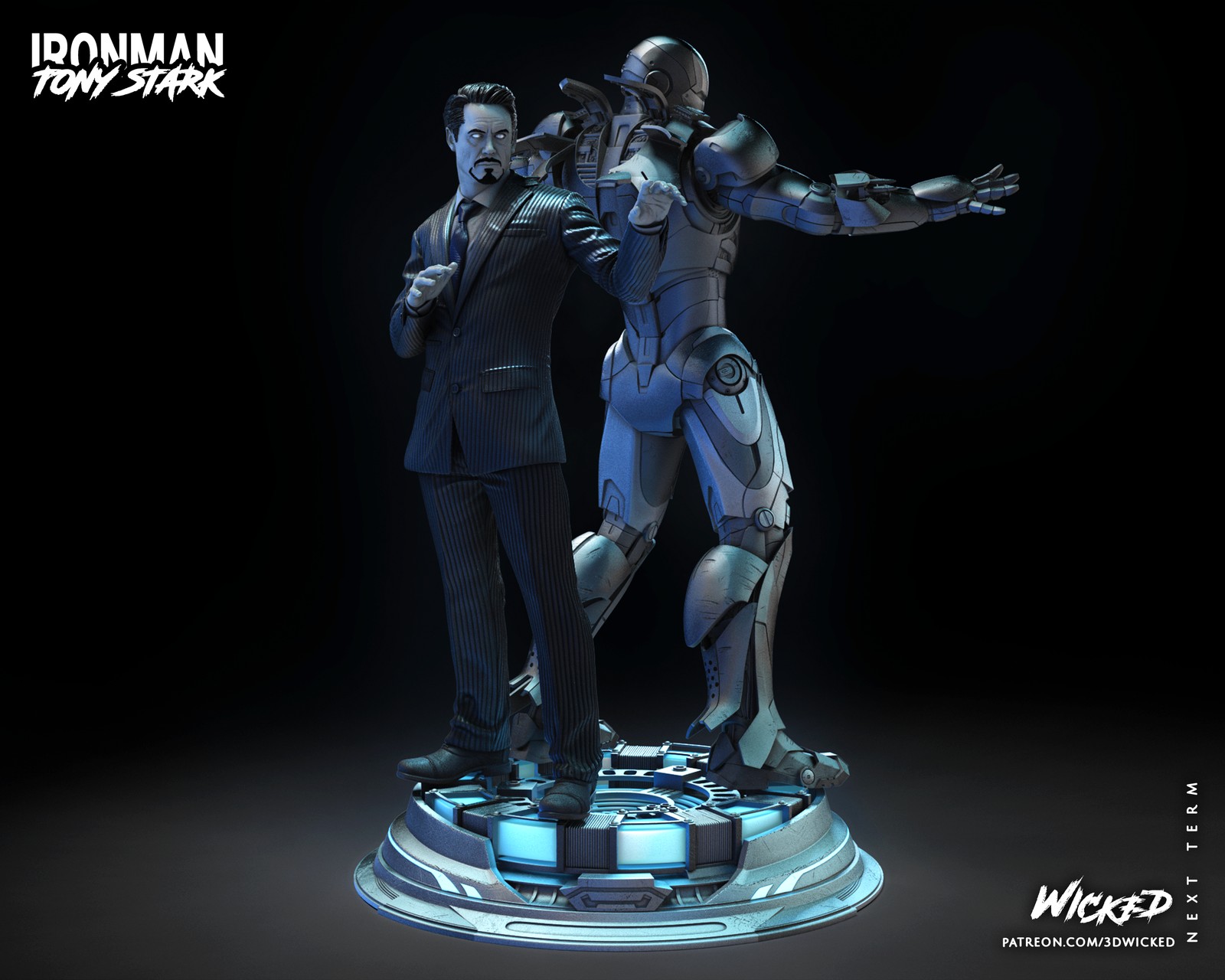 Marvel Iron Man and Tony Stark Sculptures Diorama - Image 2