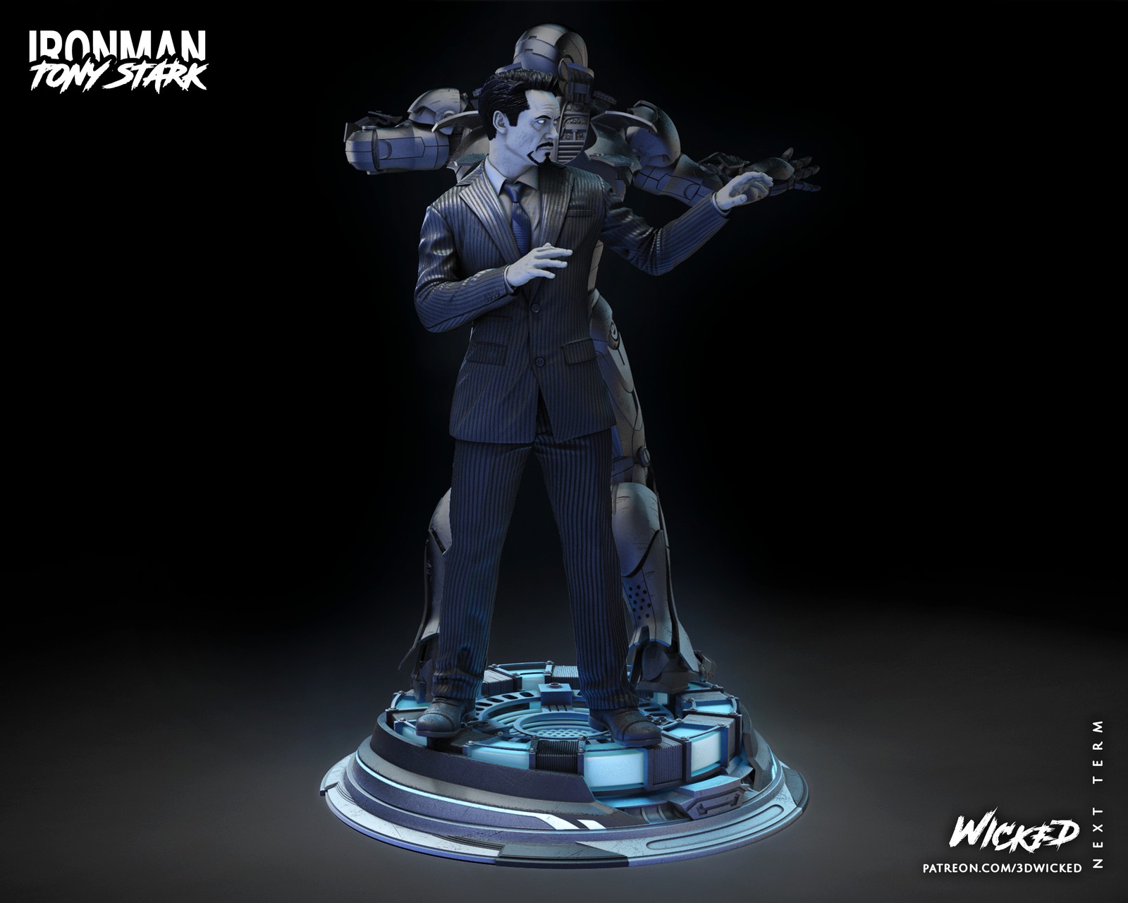 Marvel Iron Man and Tony Stark Sculptures Diorama - Image 3