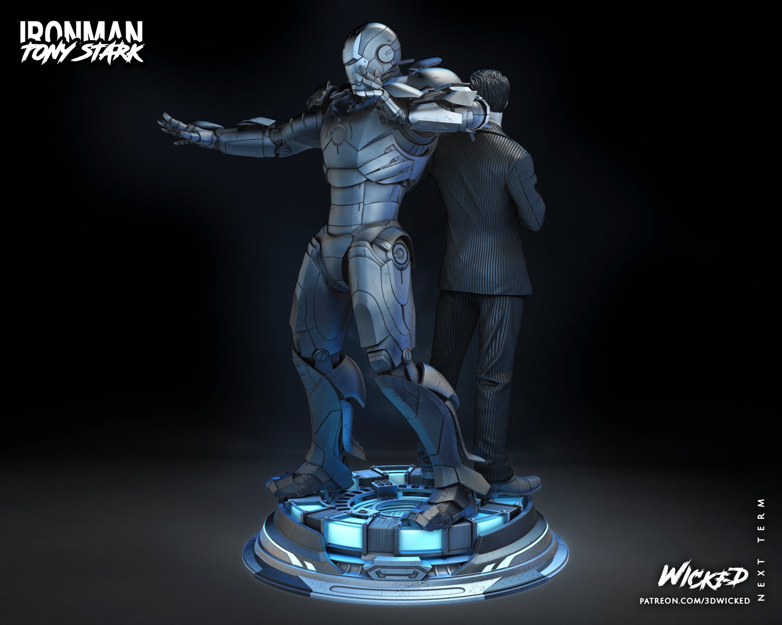 Marvel Iron Man and Tony Stark Sculptures Diorama - Image 4
