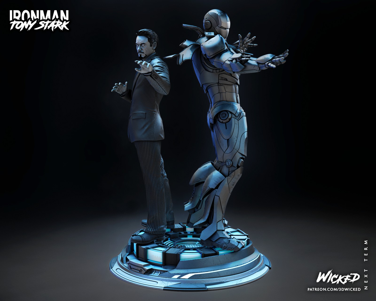 Marvel Iron Man and Tony Stark Sculptures Diorama - Image 5