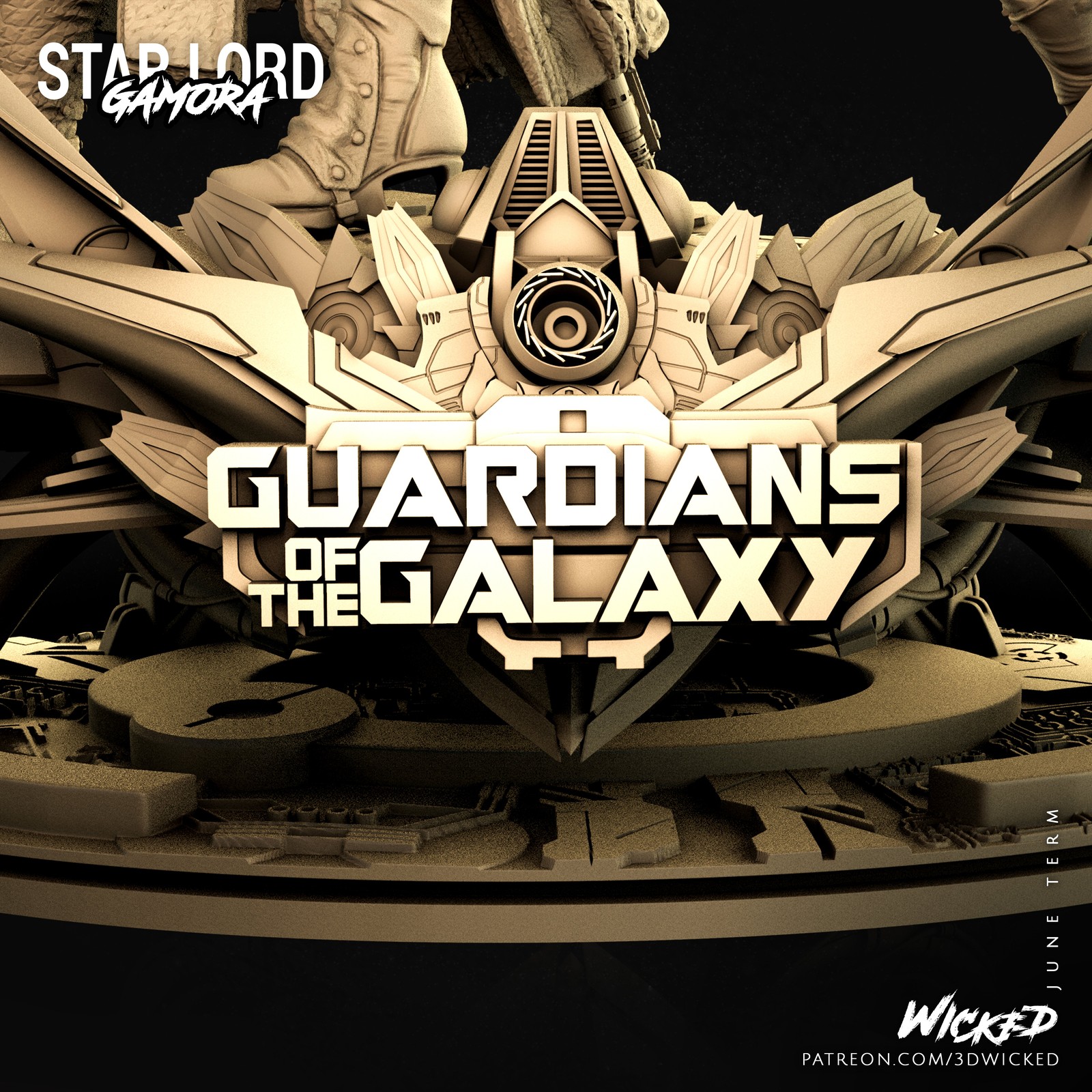 Gamora + Star Lord Diorama Base - Guardians of the Galaxy - Image 4