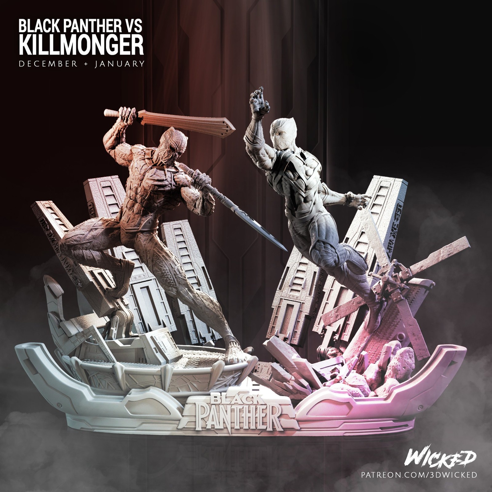 Killmonger vs Black Panther Diorama Base