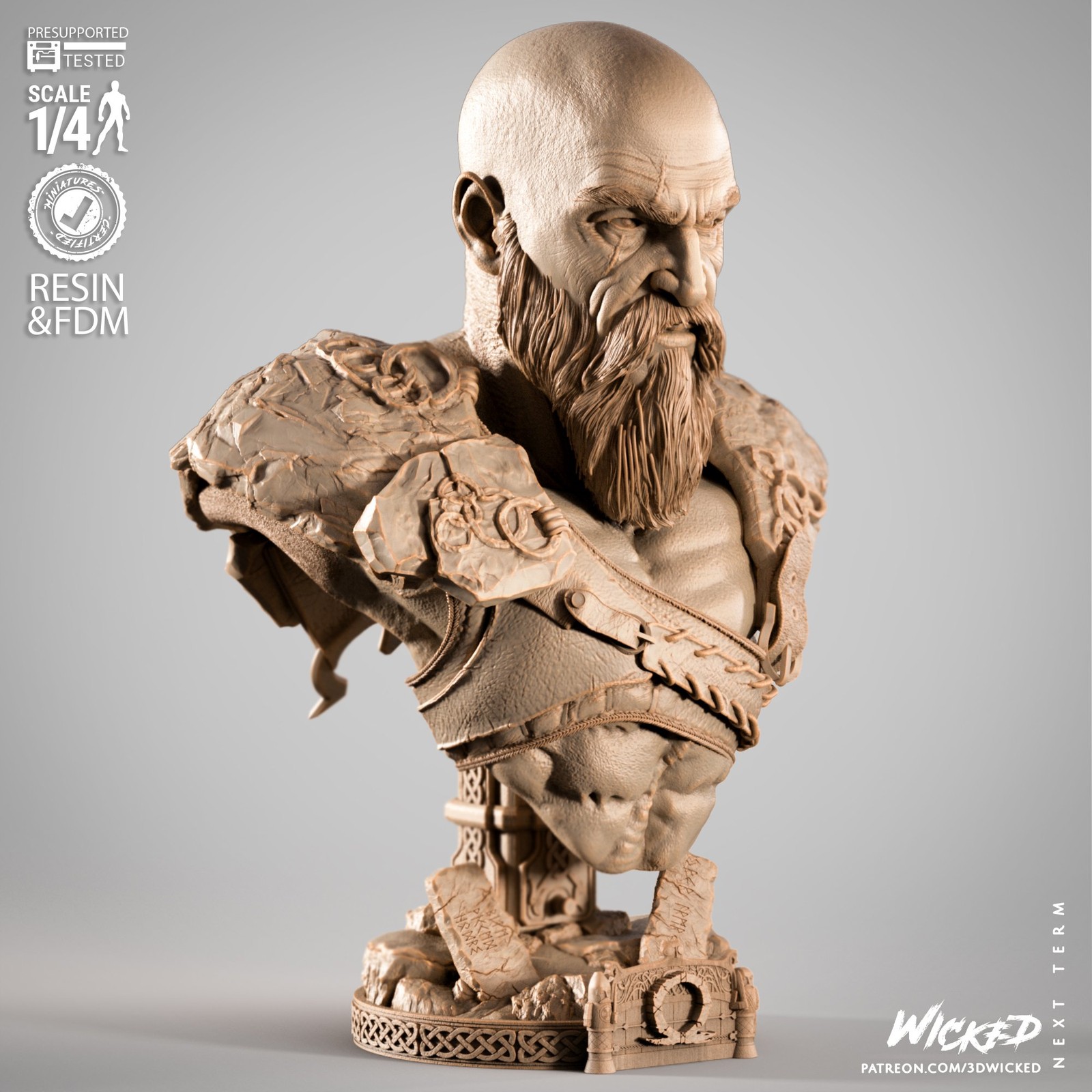 Video Games Kratos Portrait Bust - Image 3