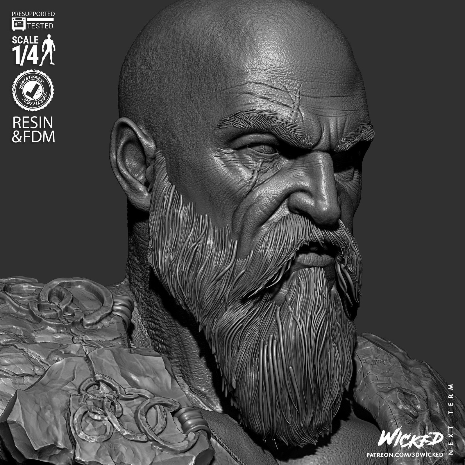 Video Games Kratos Portrait Bust - Image 5