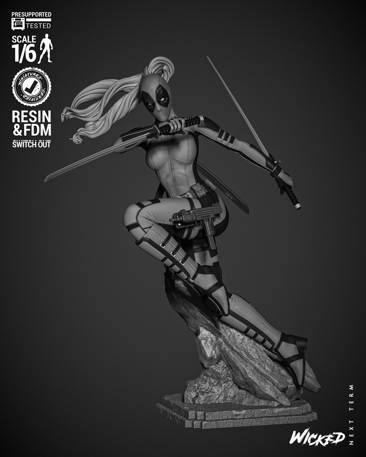Marvel Lady Deadpool Sculpture - Image 2