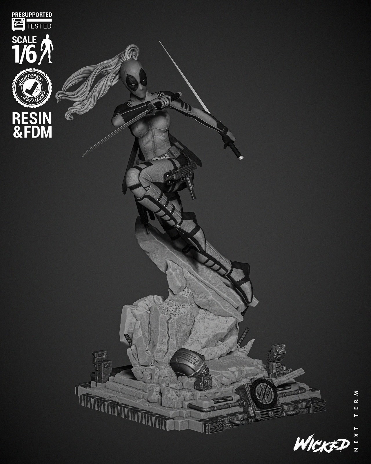 Marvel Lady Deadpool Sculpture - Image 3
