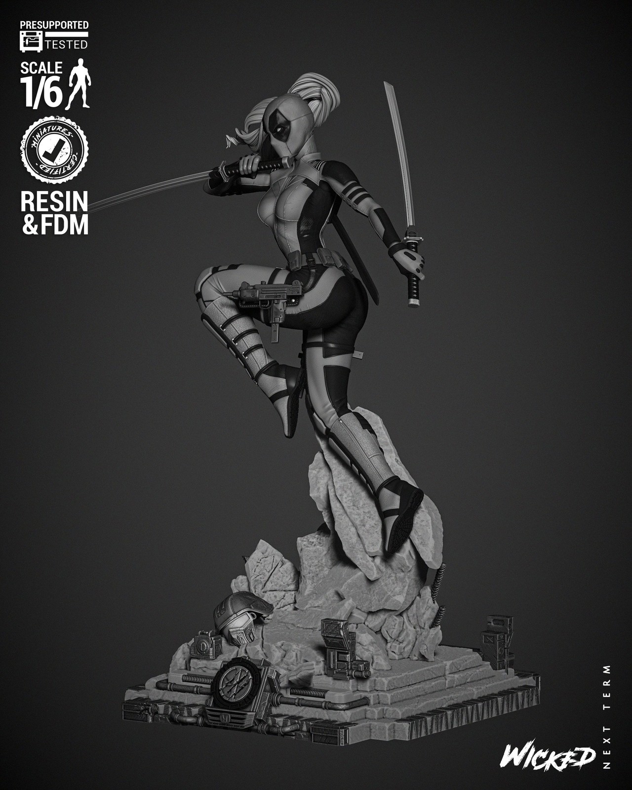 Marvel Lady Deadpool Sculpture - Image 4