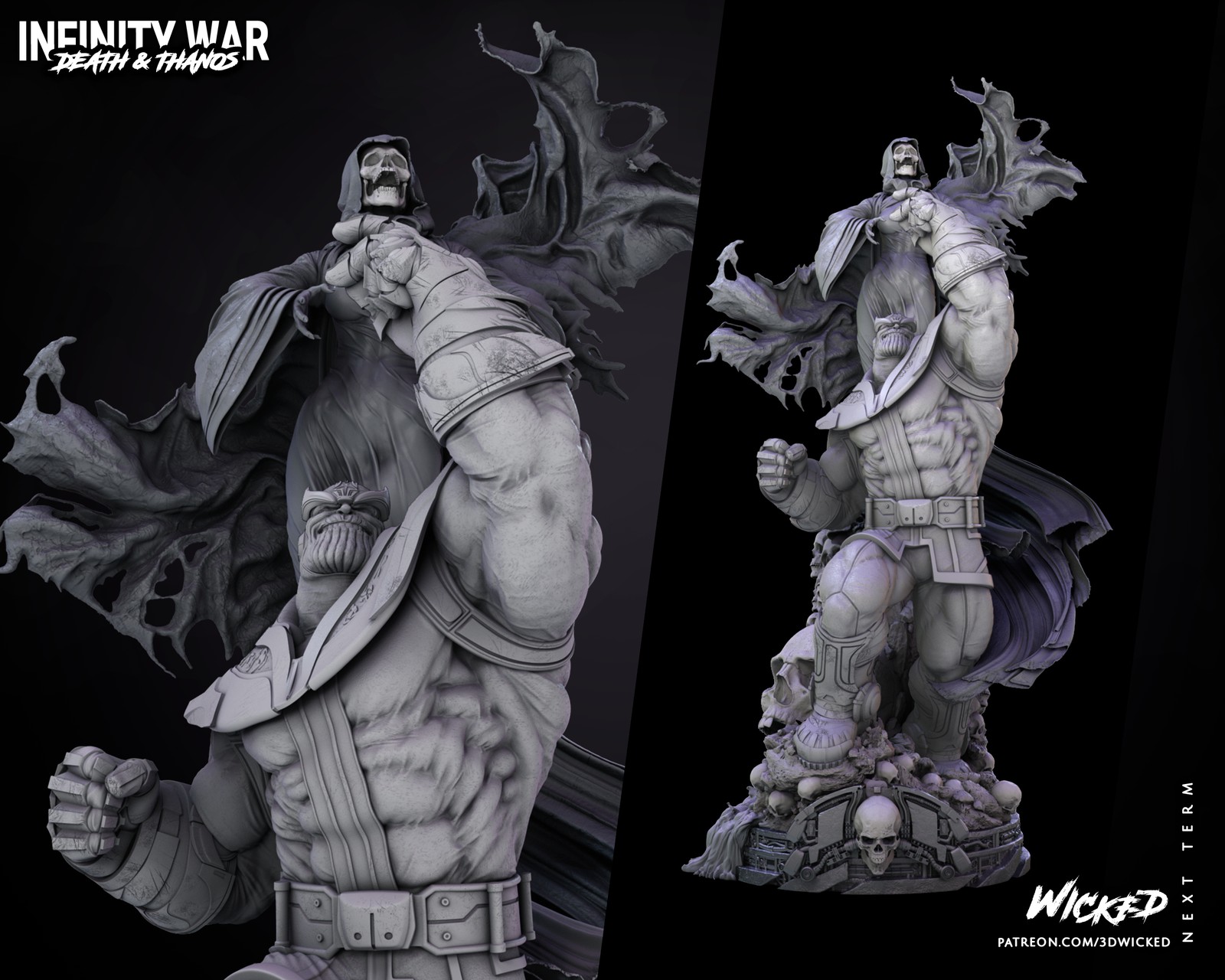 Marvel Lady Death and Thanos Diorama Sculpture