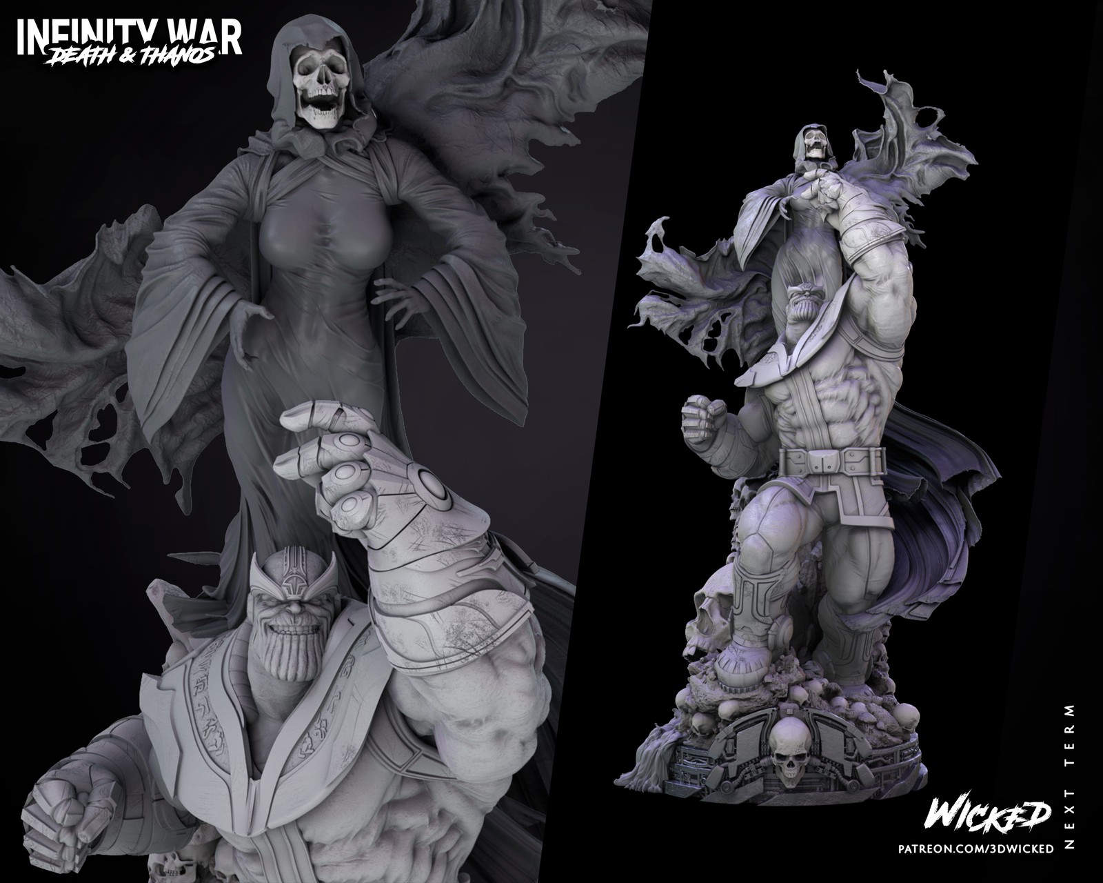 Marvel Lady Death and Thanos Diorama Sculpture - Image 2