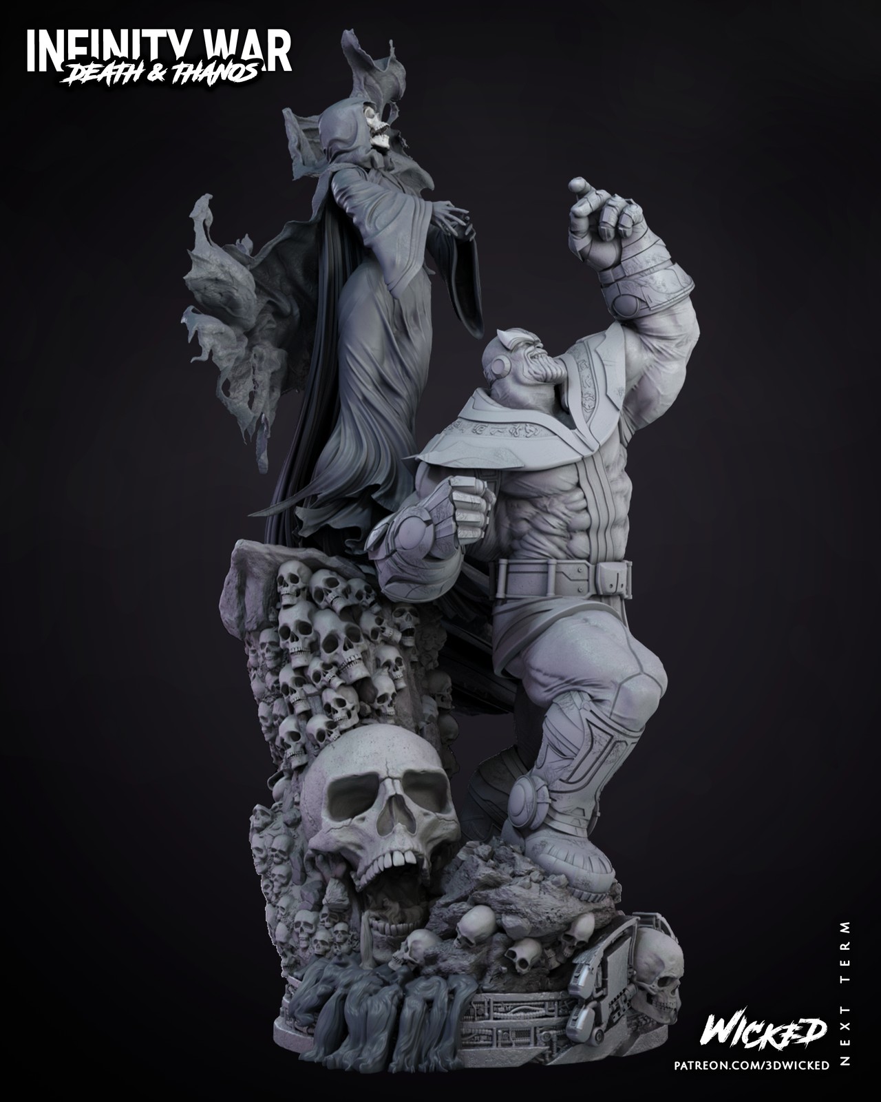 Marvel Lady Death and Thanos Diorama Sculpture - Image 3