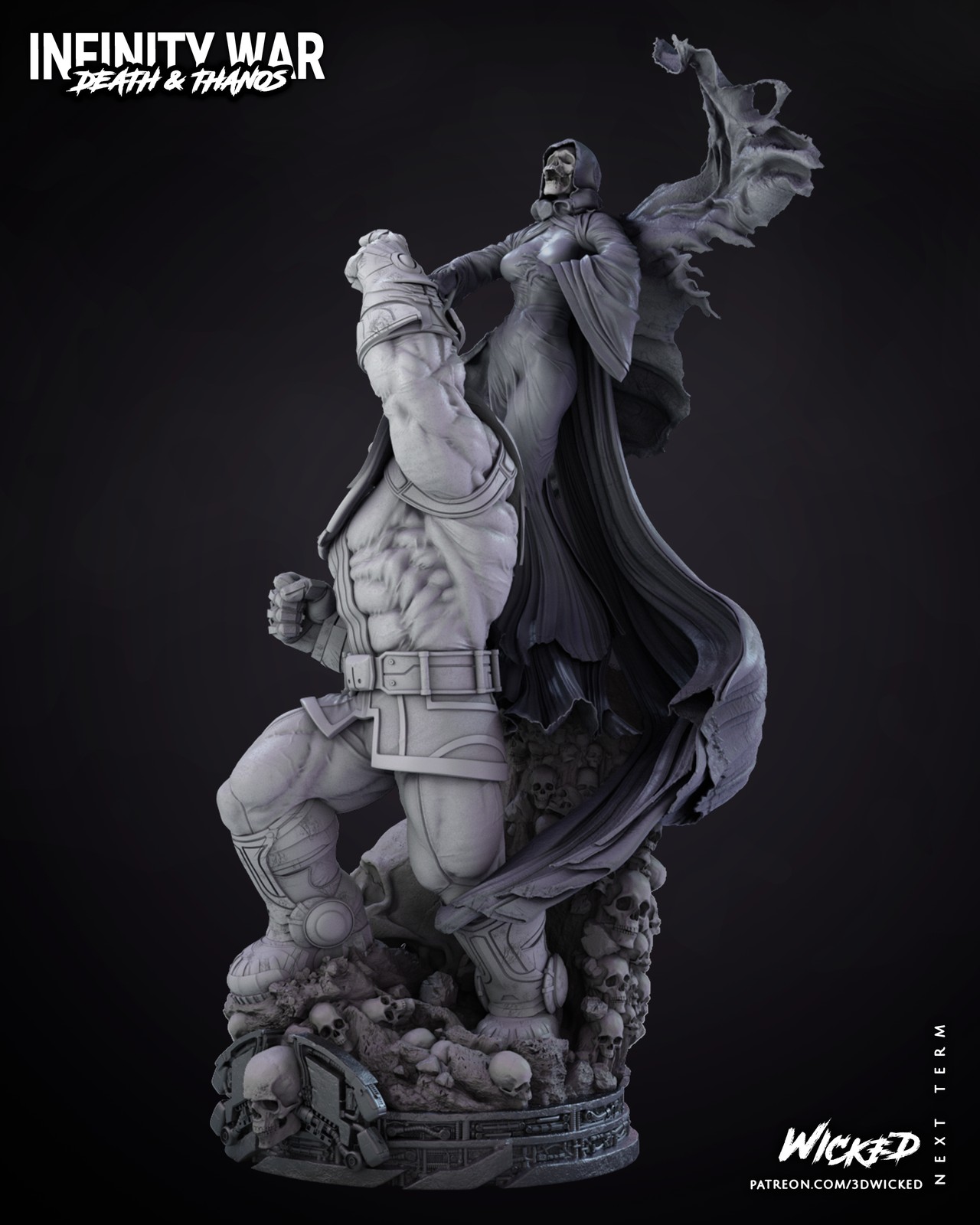 Marvel Lady Death and Thanos Diorama Sculpture - Image 5