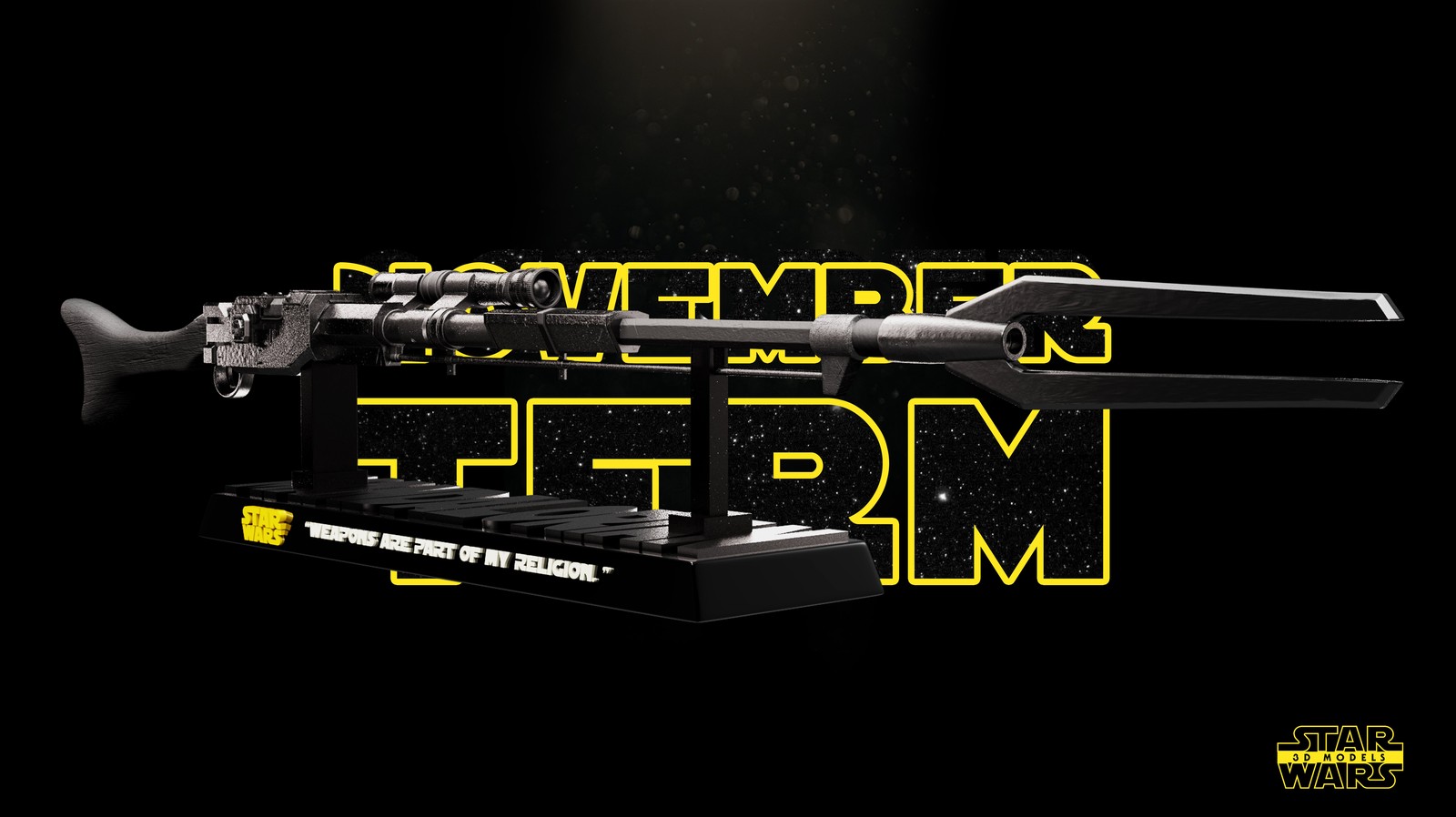 Mandalorian Amber Phase Pulse Blaster Weapon Sculpture - Image 2