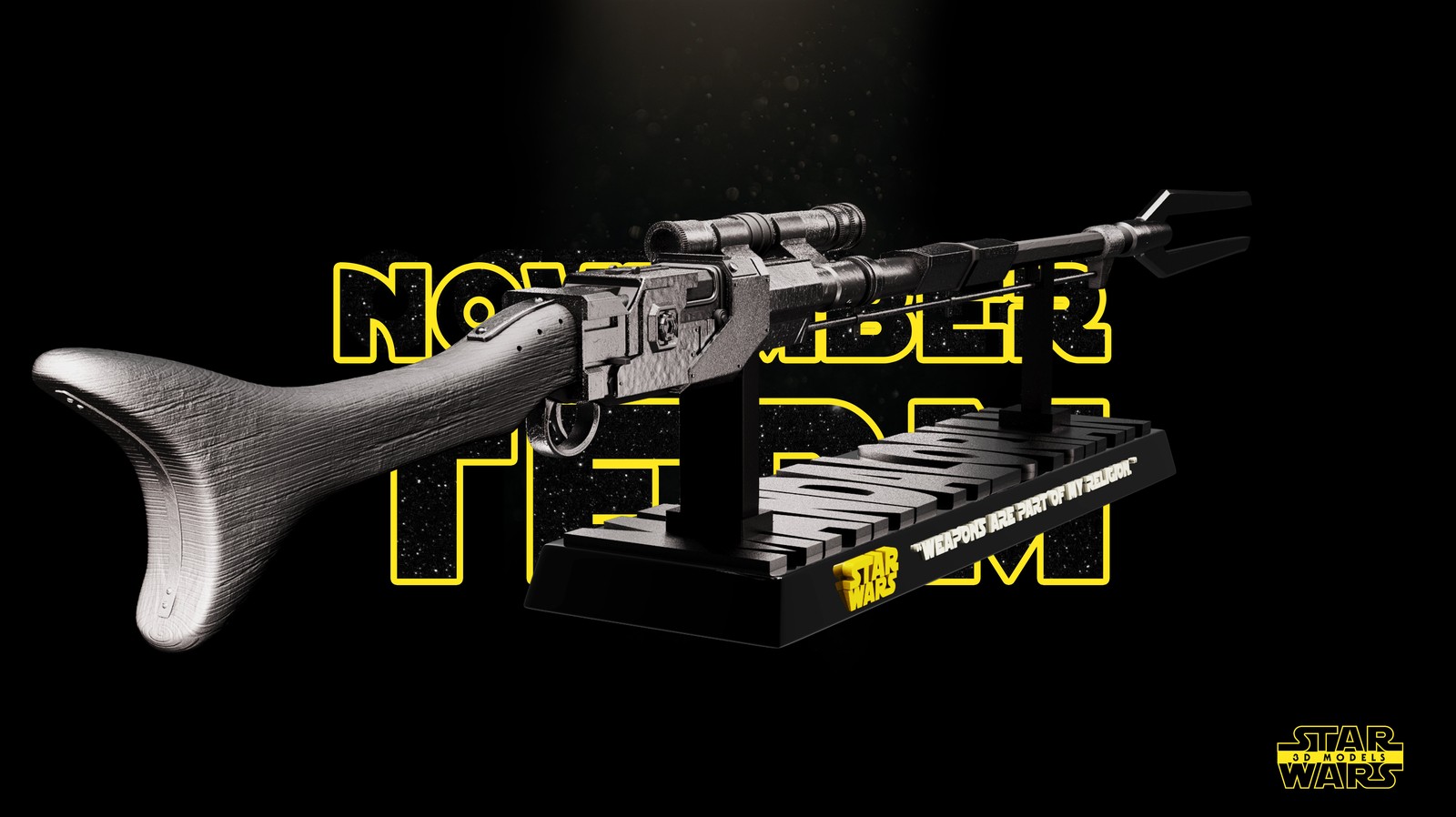 Mandalorian Amber Phase Pulse Blaster Weapon Sculpture - Image 3