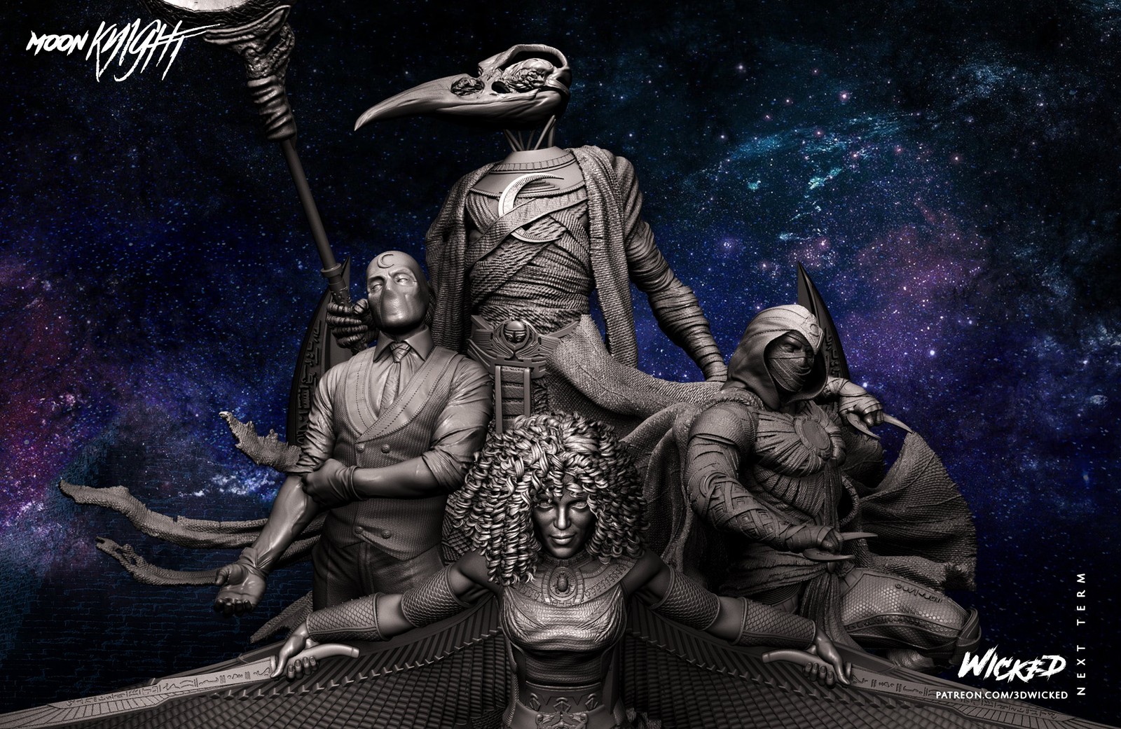 Moon Knight Diorama Base and Logo Sculpture - Image 2