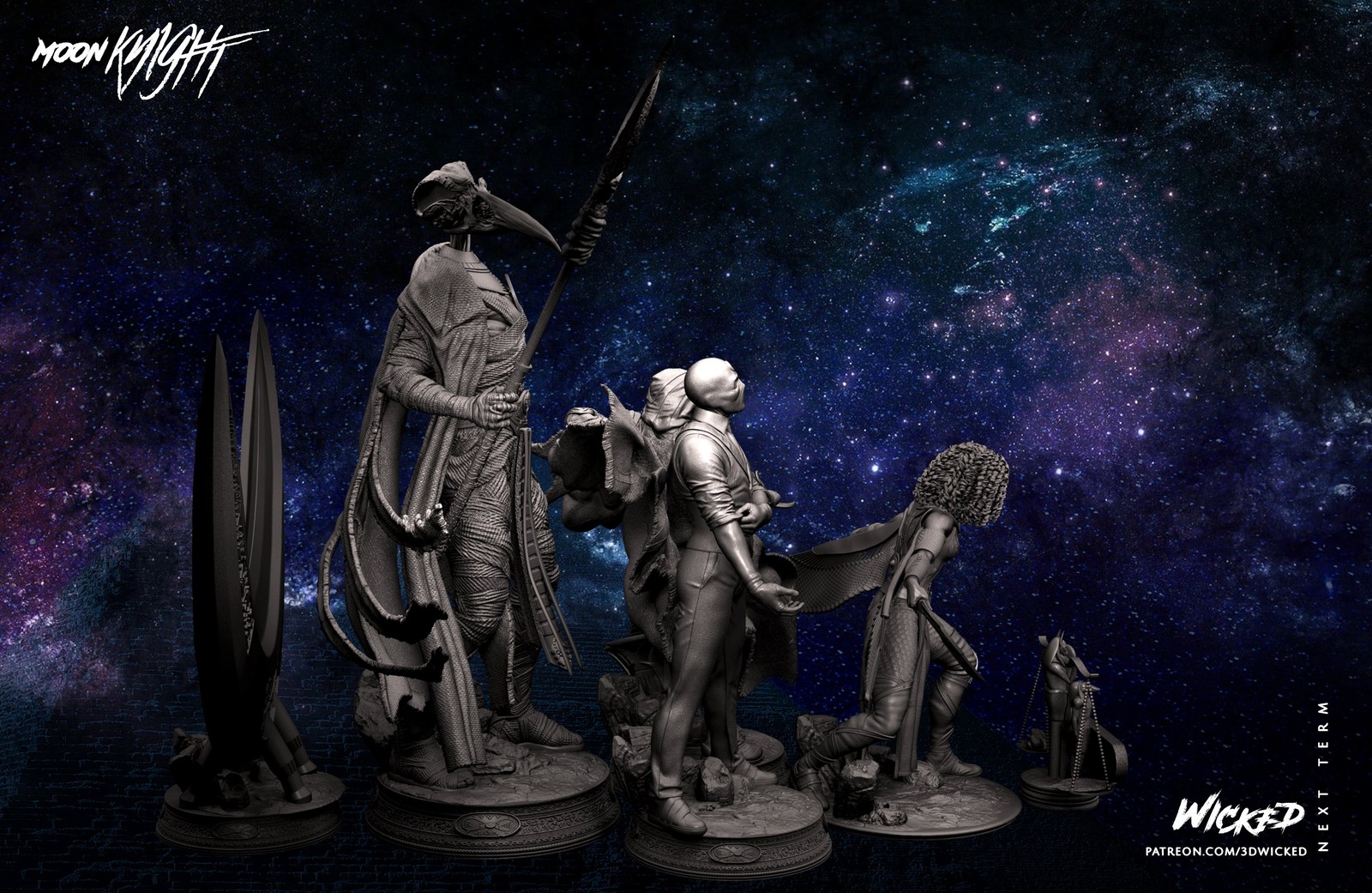 Moon Knight Diorama Base and Logo Sculpture - Image 4