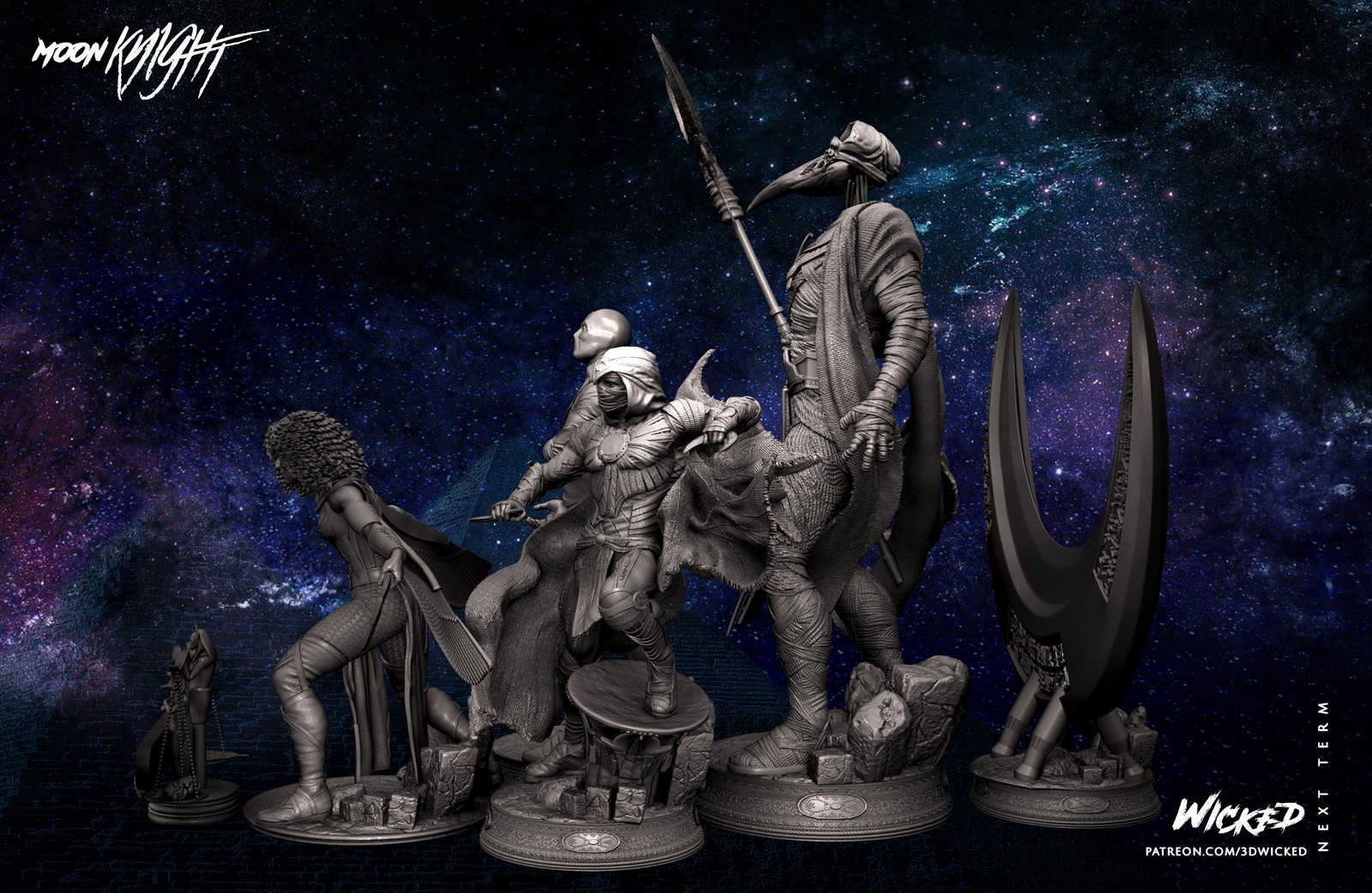 Moon Knight Diorama Base and Logo Sculpture - Image 5