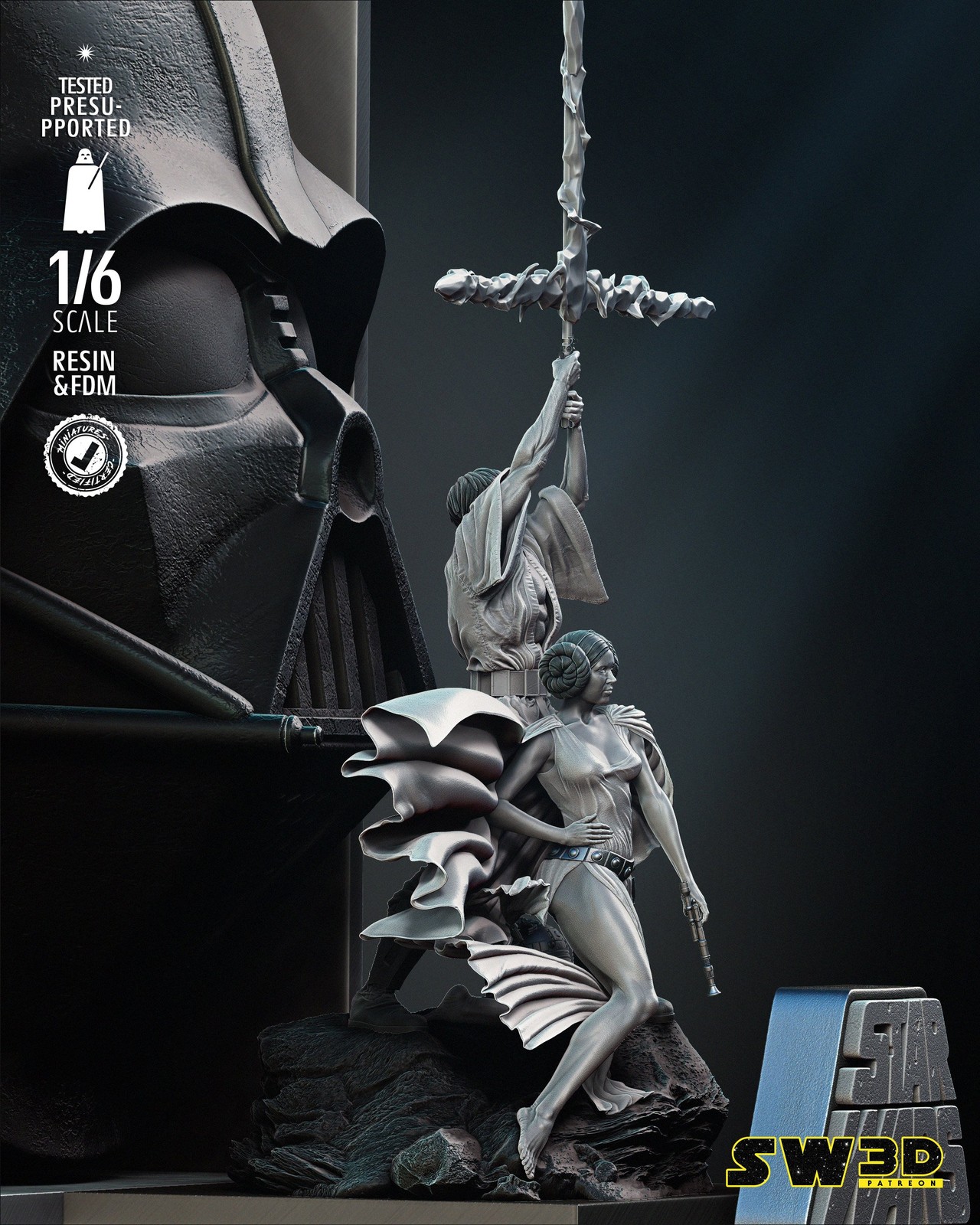 New Hope Luke and Leia Diorama Poster Version - Image 3