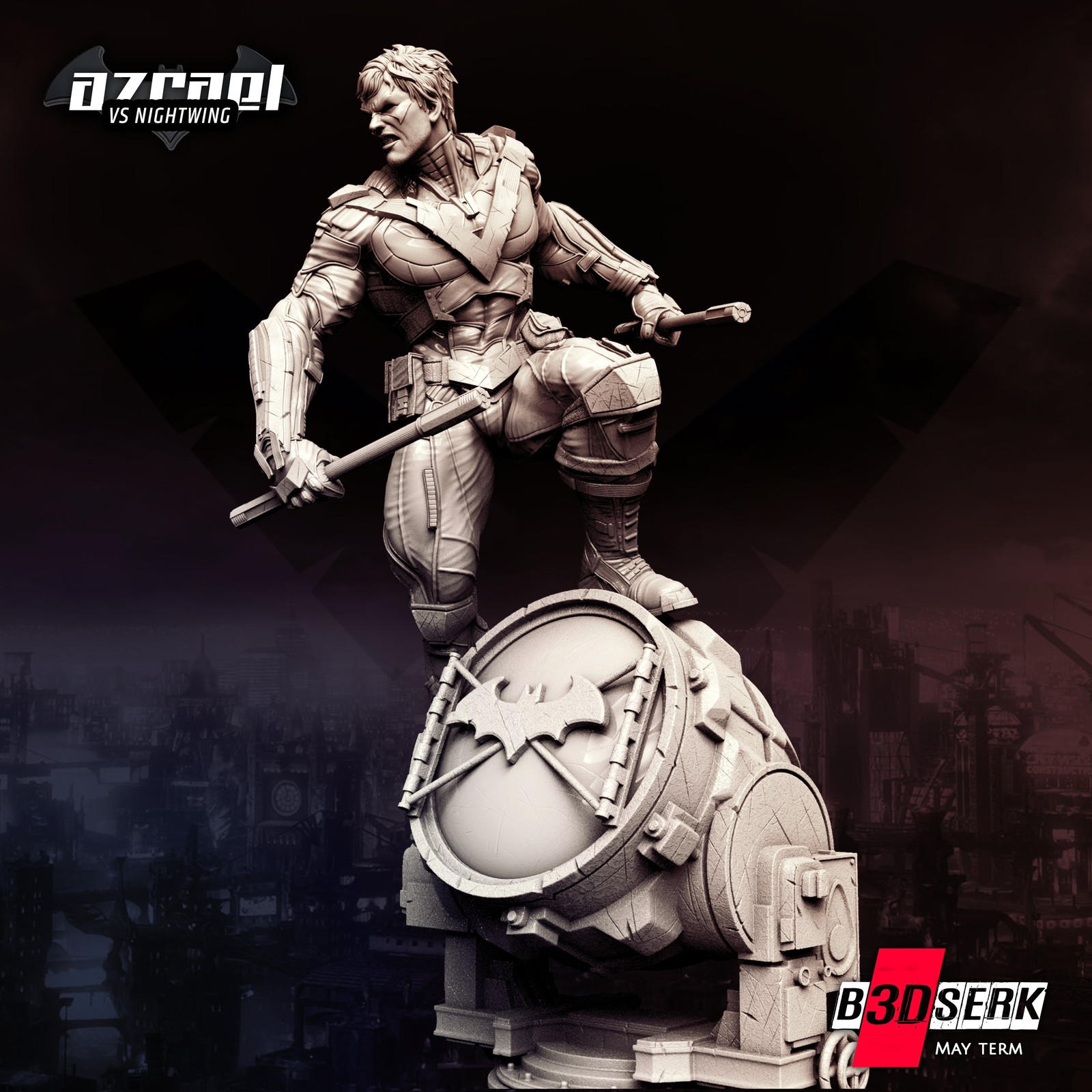 Nightwing Sculpture and Batsignal