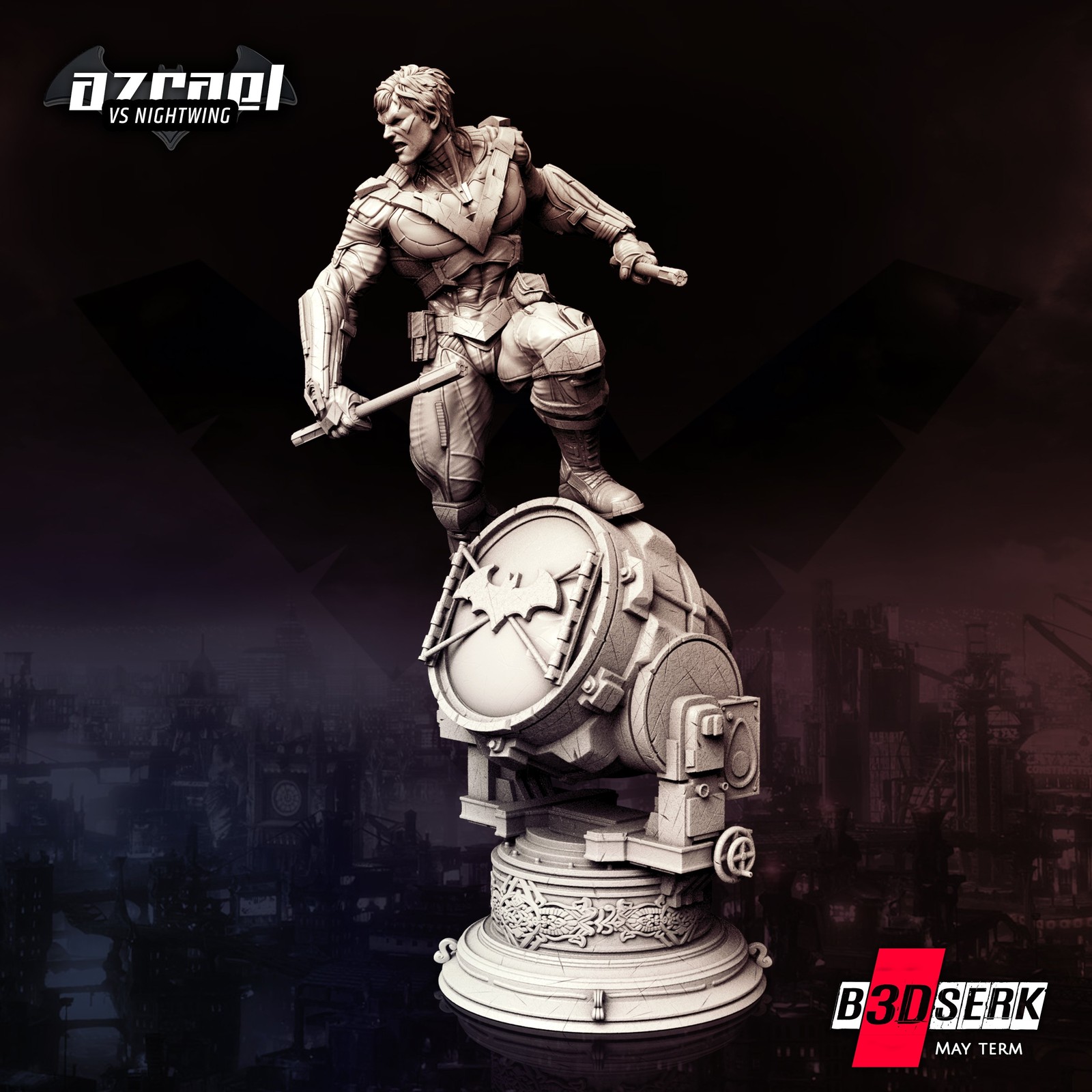 Nightwing Sculpture and Batsignal - Image 2