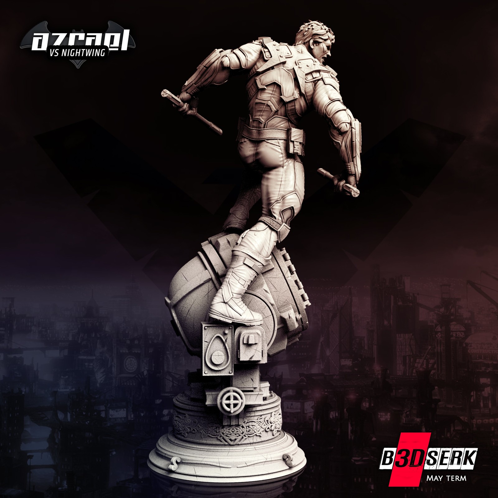 Nightwing Sculpture and Batsignal - Image 3