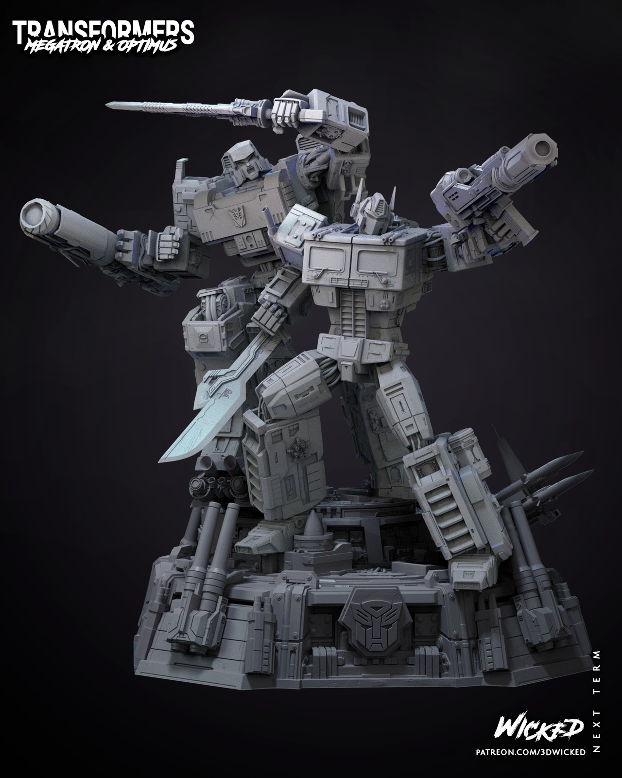 Transformers Diorama Base + Optimus Sculpture + Megatron Sculpture - Image 2