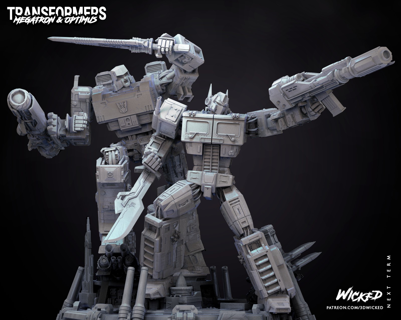 Transformers Diorama Base + Optimus Sculpture + Megatron Sculpture - Image 5