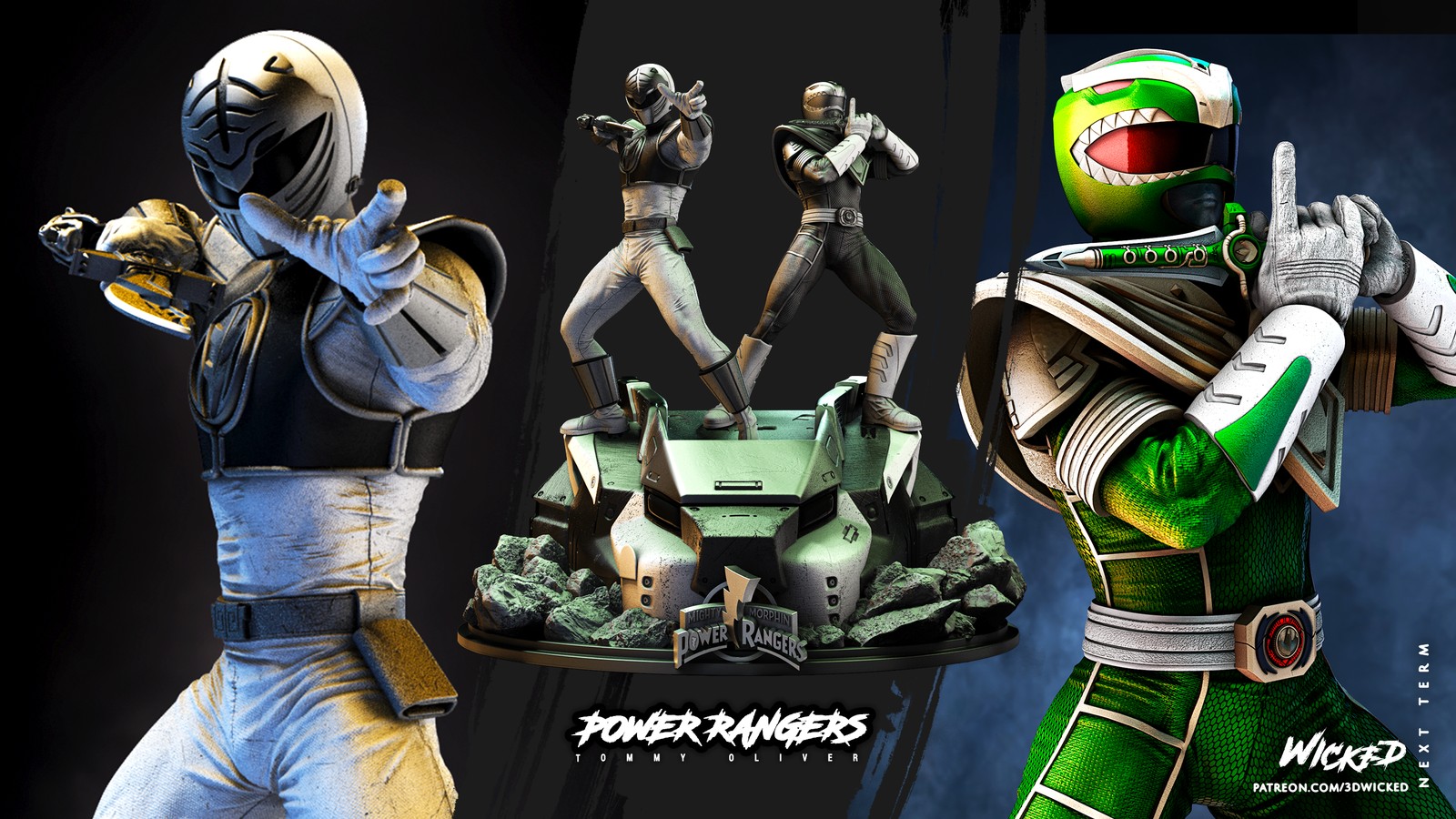 Power Ranger Green and Power Ranger White Diorama