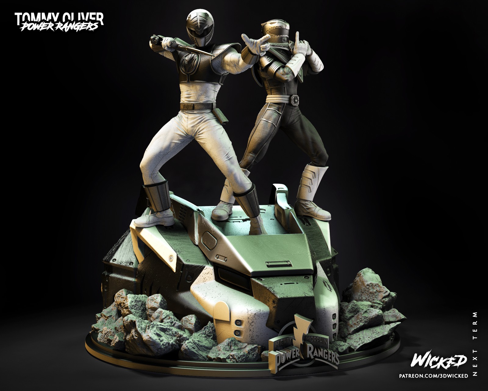 Power Ranger Green and Power Ranger White Diorama - Image 2