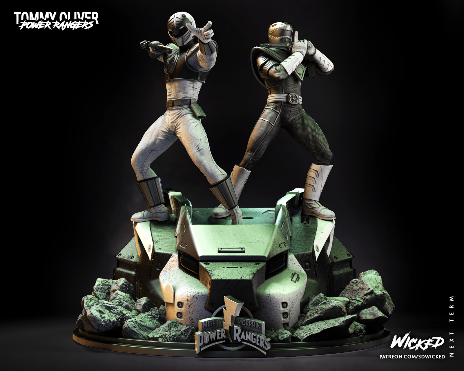Power Ranger Green and Power Ranger White Diorama - Image 3