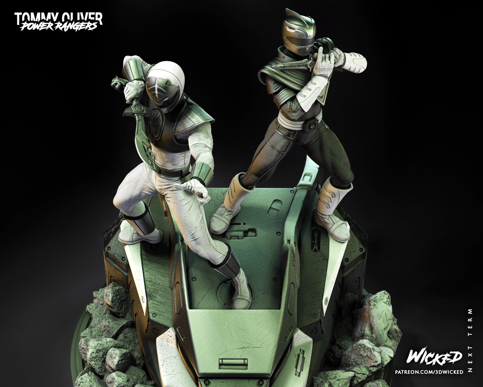 Power Ranger Green and Power Ranger White Diorama - Image 4