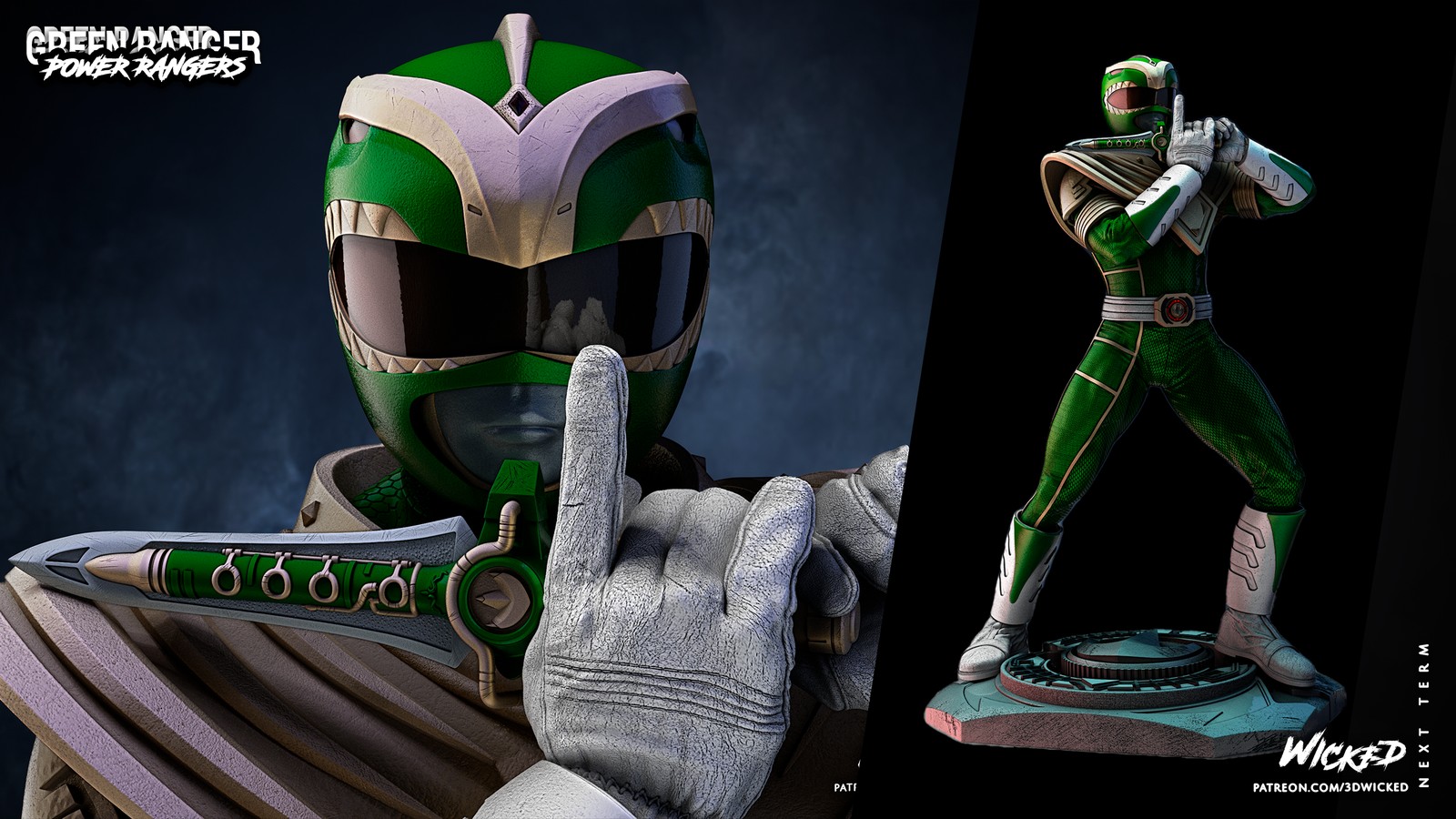 Power Ranger Green Sculpture