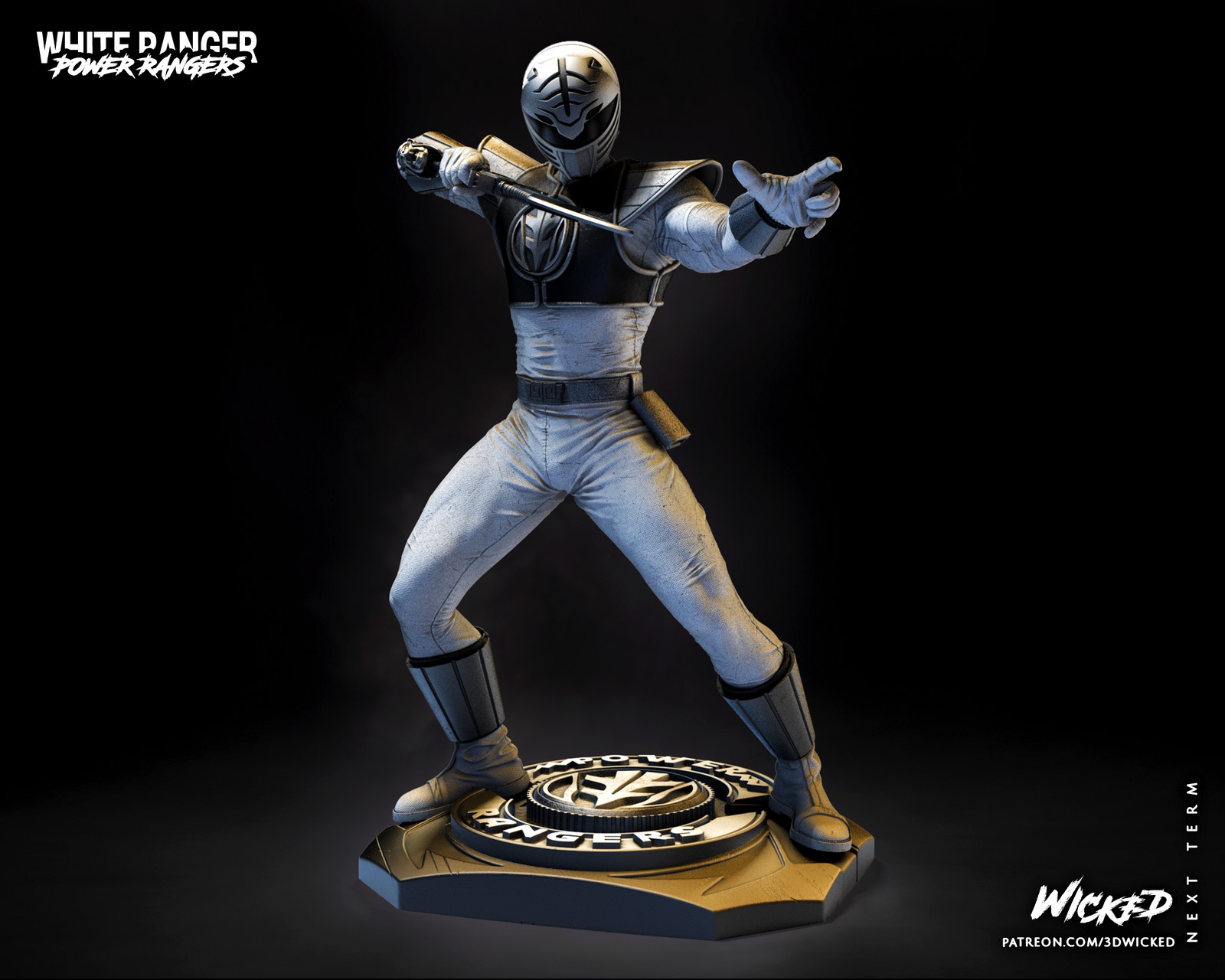Power Ranger White Sculpture - Image 2