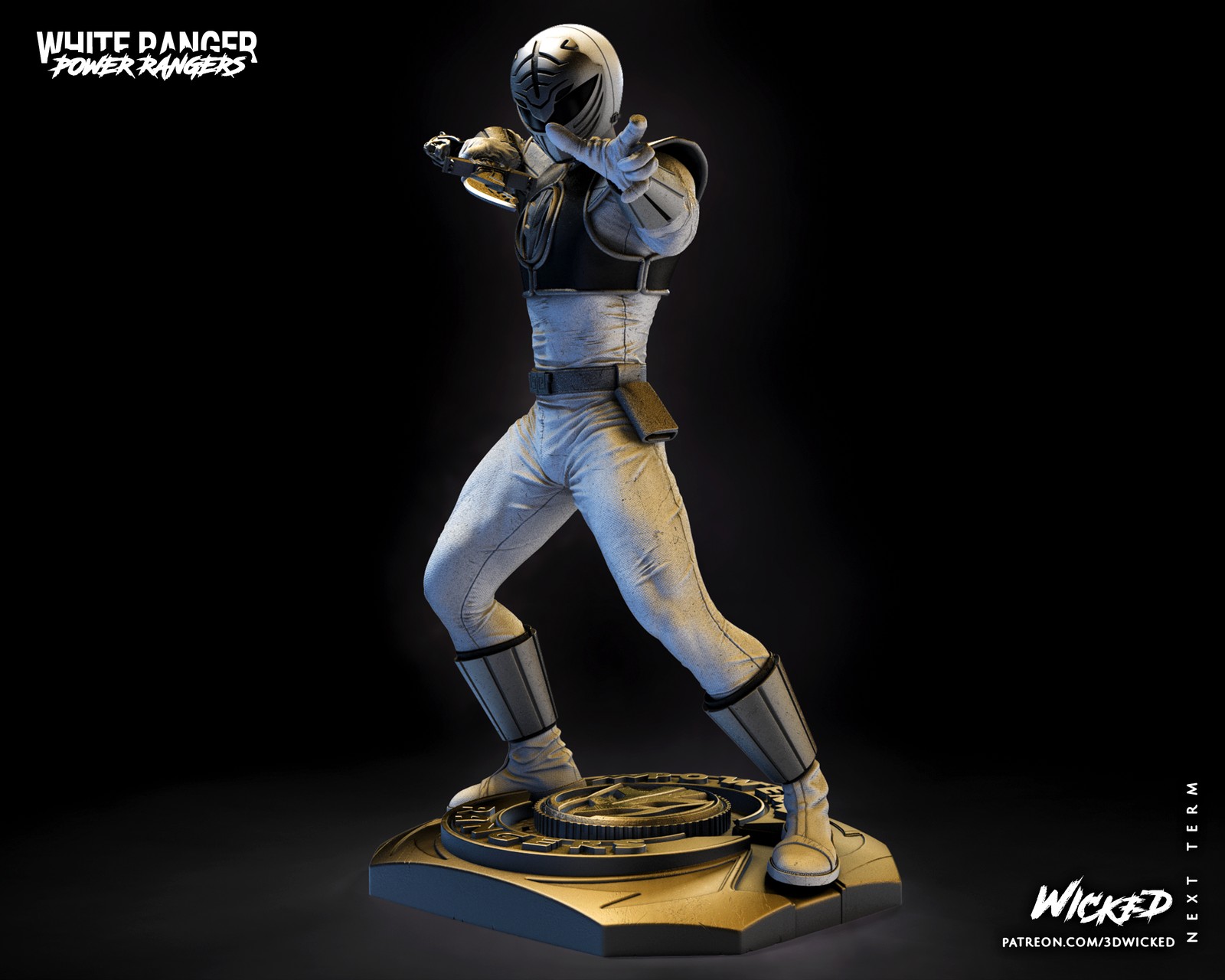 Power Ranger White Sculpture - Image 3