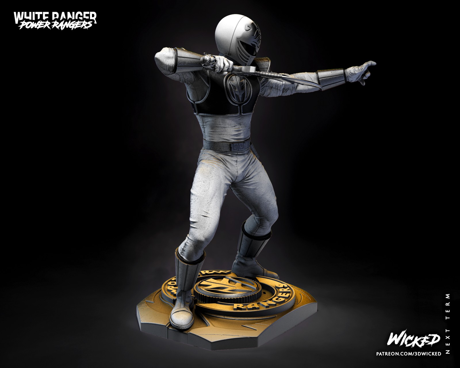 Power Ranger White Sculpture - Image 5