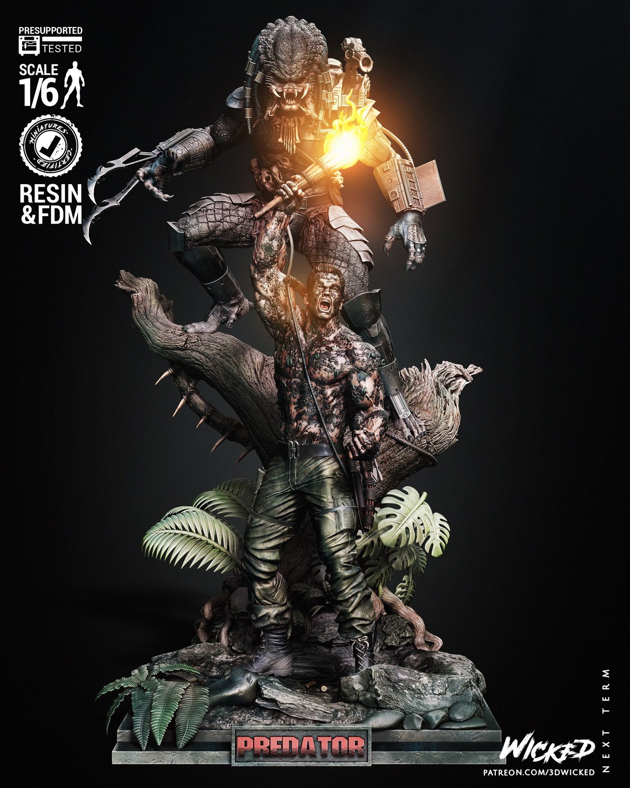 Predator and Dutch Diorama V2 (Lifting the torch) Sculpture