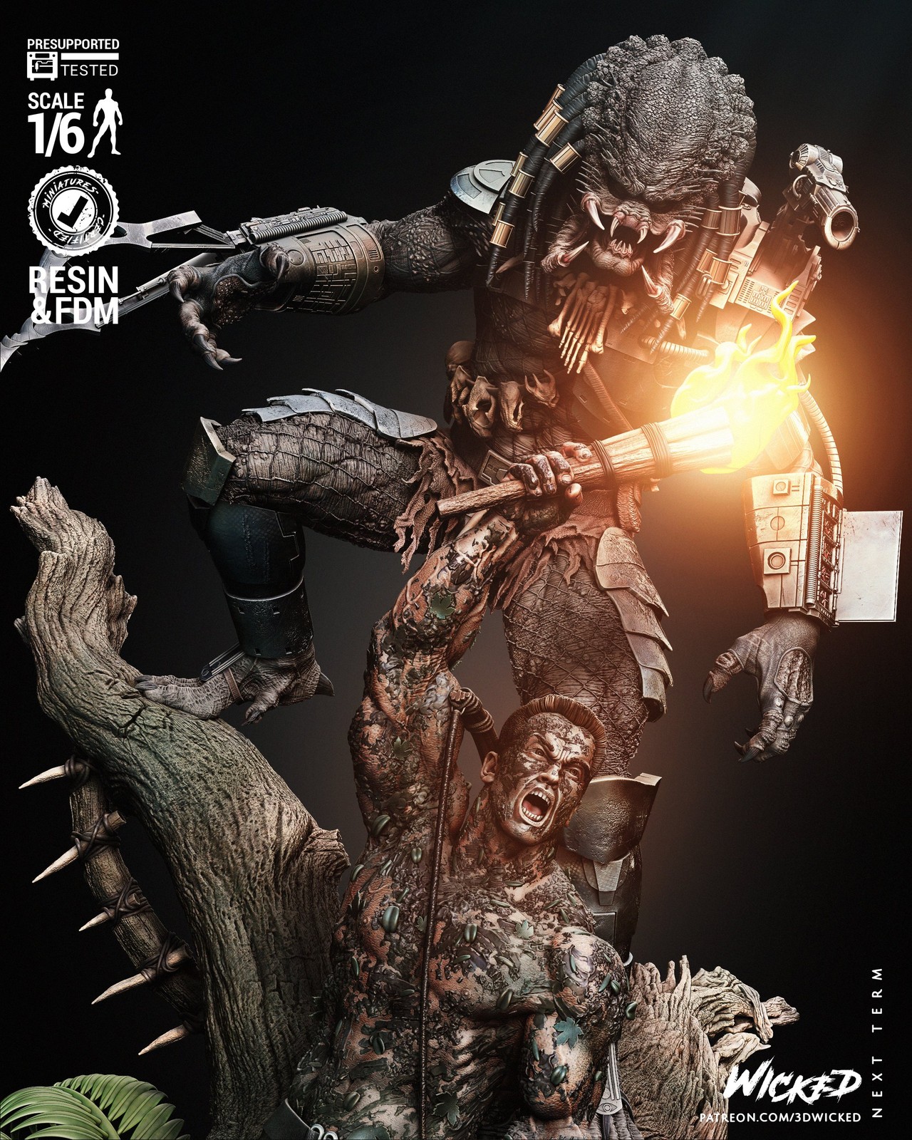 Predator and Dutch Diorama V2 (Lifting the torch) Sculpture - Image 4