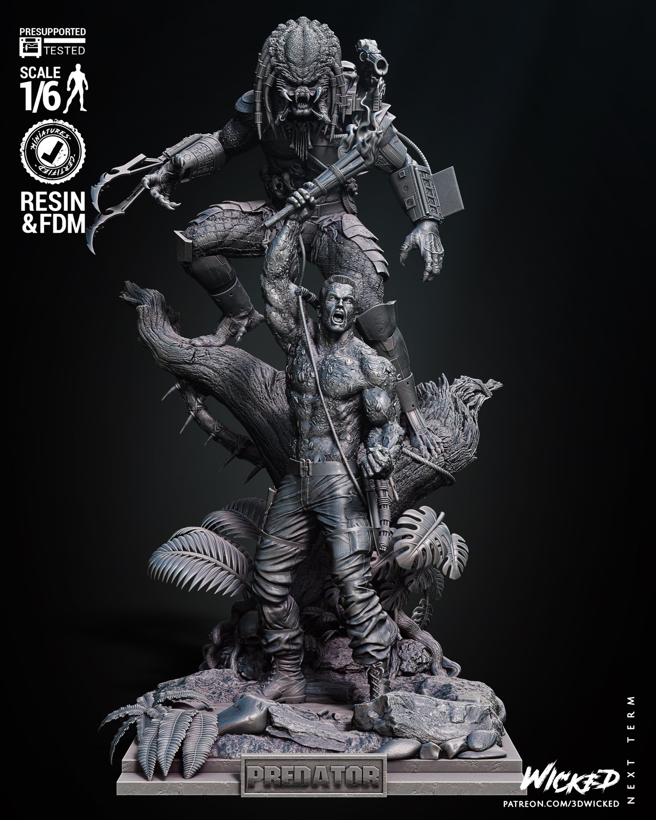 Predator and Dutch Diorama V2 (Lifting the torch) Sculpture - Image 5