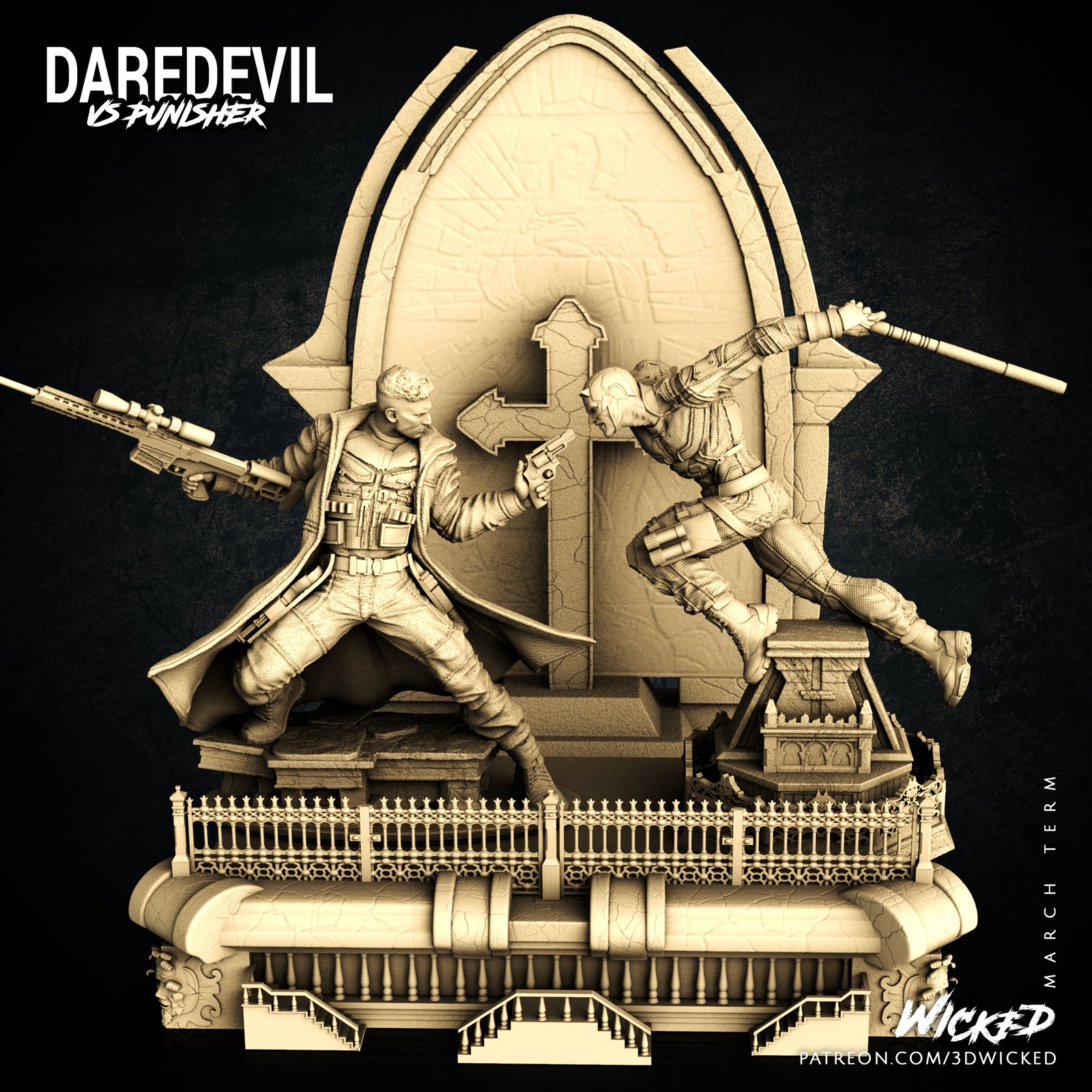 Marvel Punisher vs Daredevil Diorama