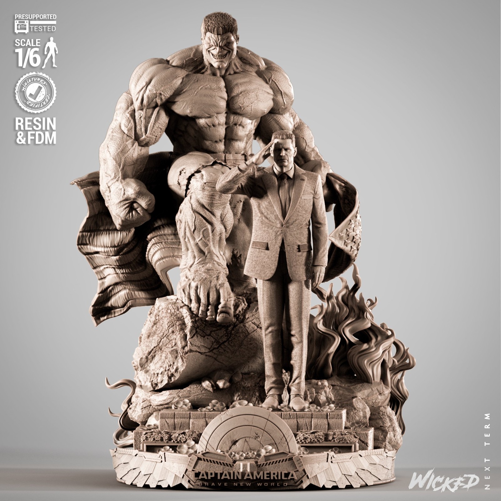 Marvel Red Hulk and Ross Diorama