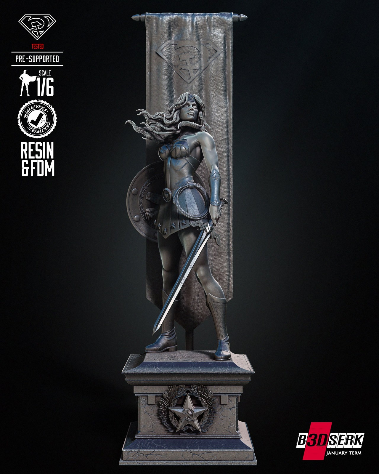 Red Son Wonder Woman Sculpture