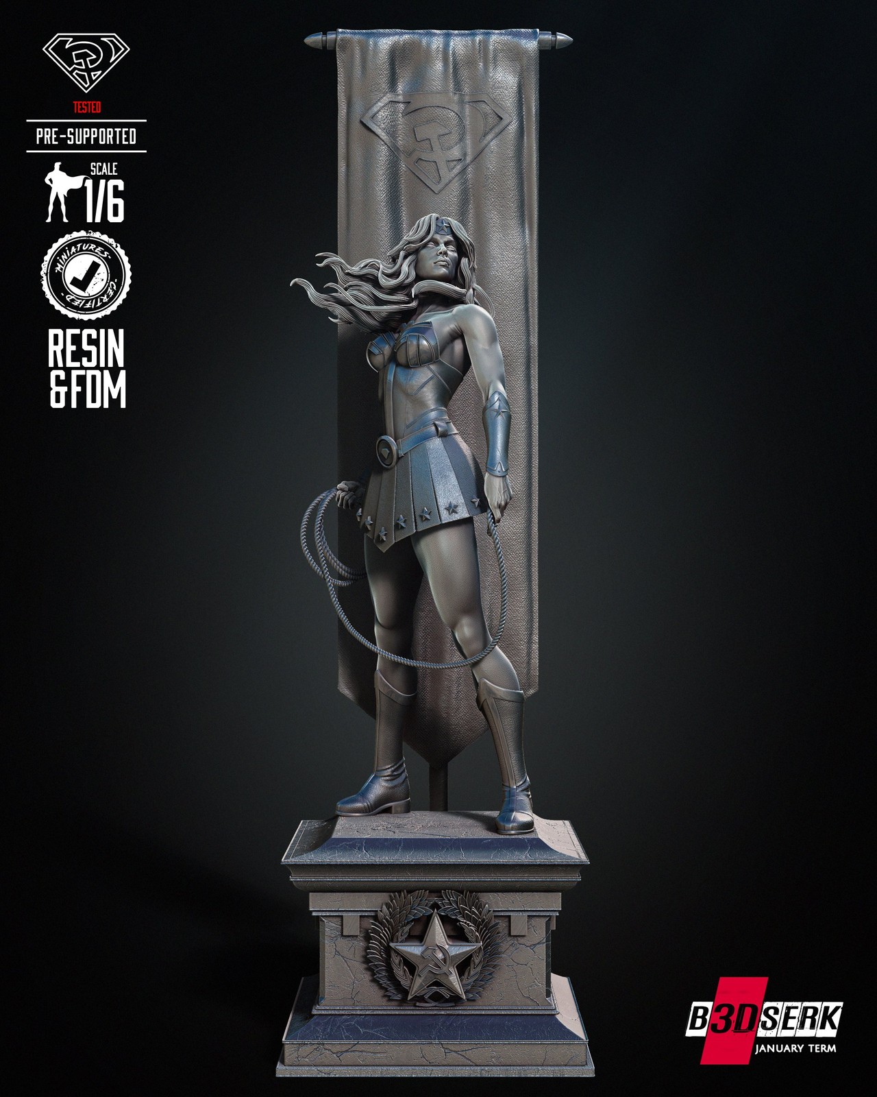 Red Son Wonder Woman Sculpture - Image 2
