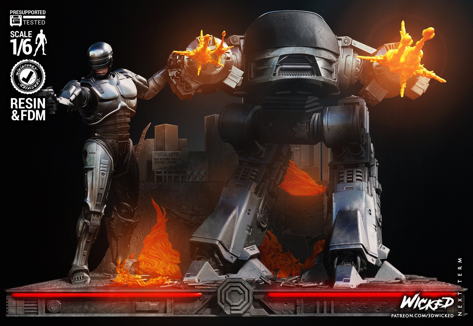 Robocop and ED 209 Diorama Sculpture - Image 3