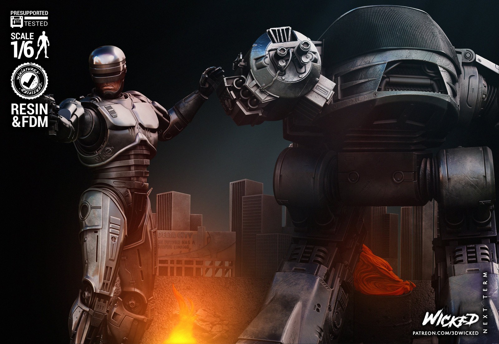Robocop and ED 209 Diorama Sculpture - Image 4