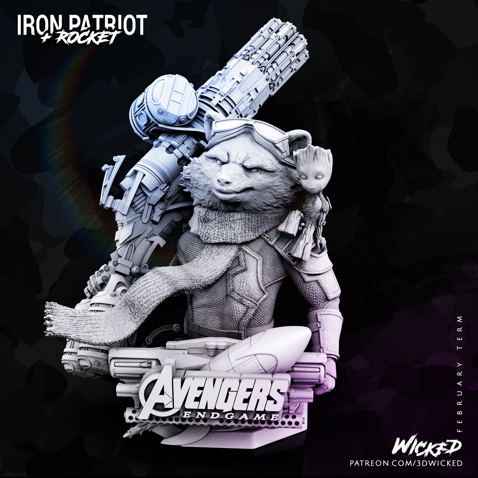 Marvel Avengers Endgame Rocket Racoon Bust