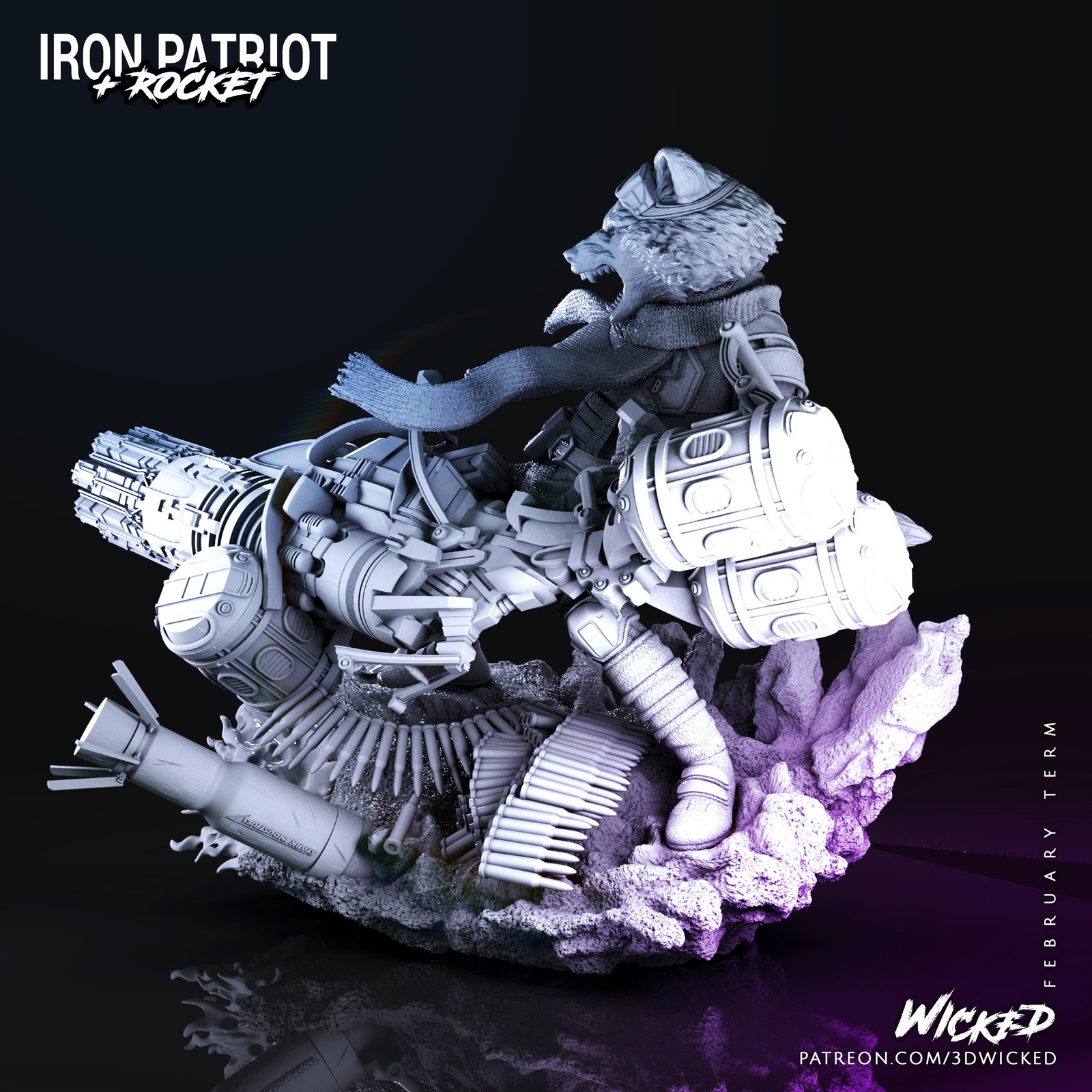 Marvel Avengers Endgame Rocket Racoon Sculpture - Image 2