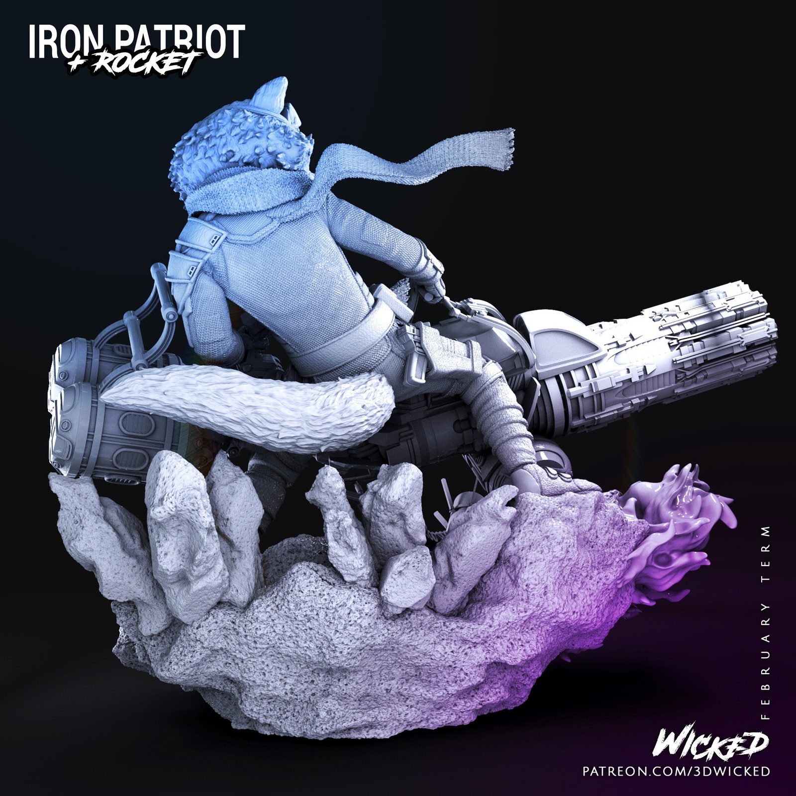 Marvel Avengers Endgame Rocket Racoon Sculpture - Image 3