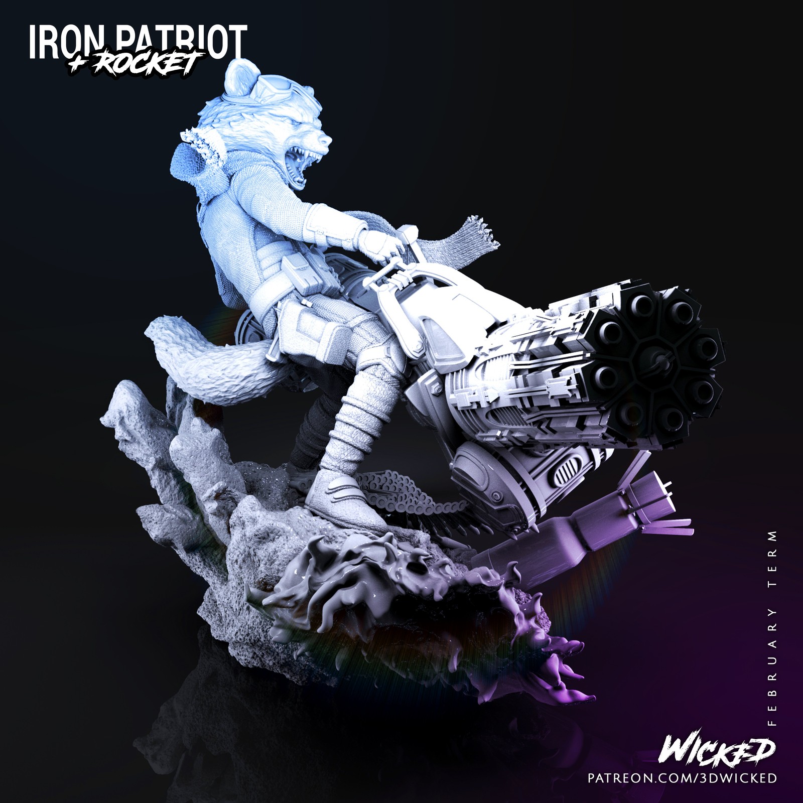 Marvel Avengers Endgame Rocket Racoon Sculpture - Image 4